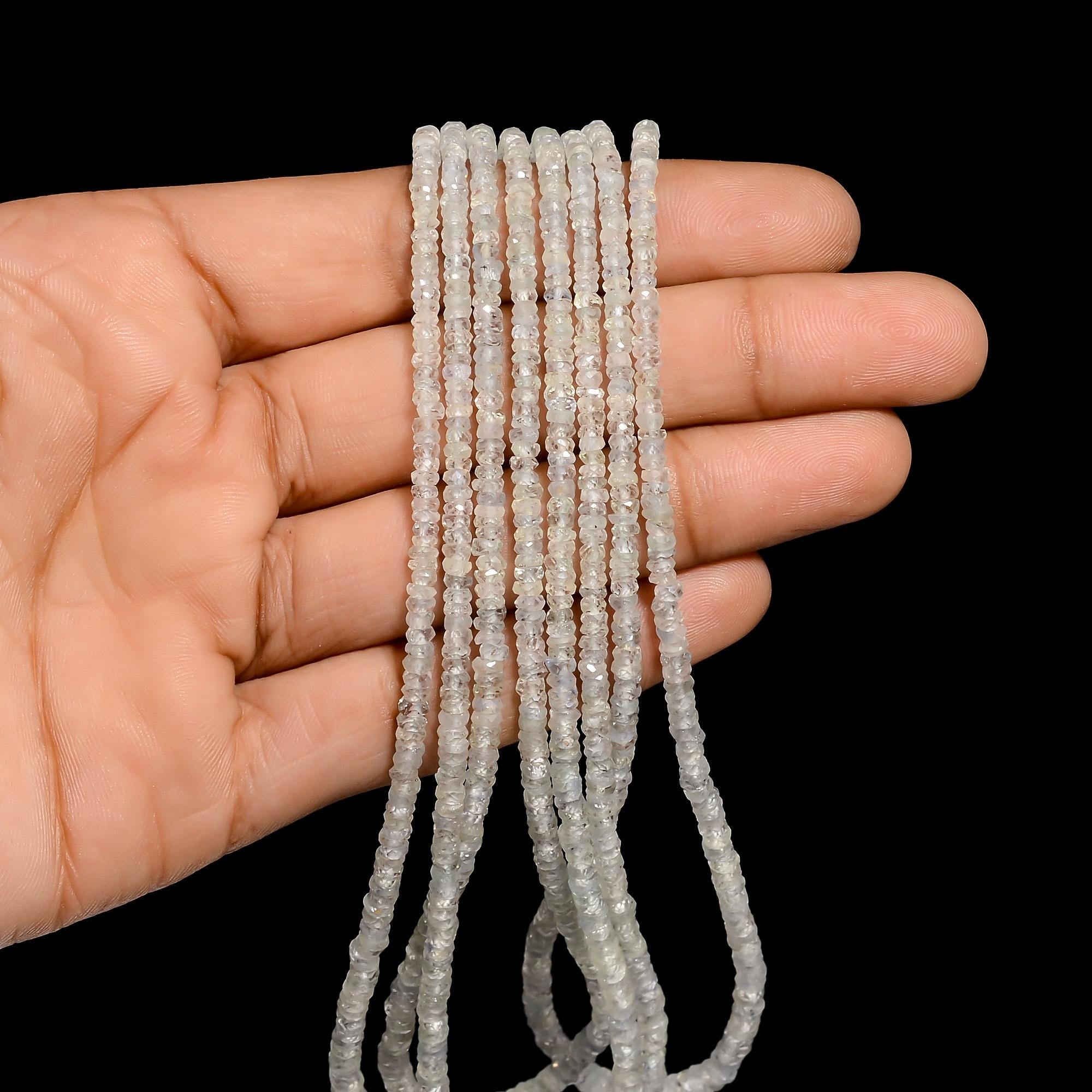 sapphire natural gemstone rondelle shape faceted 4 lines strand 18 beads 3x3x2 mm 186 5 ct yn 493