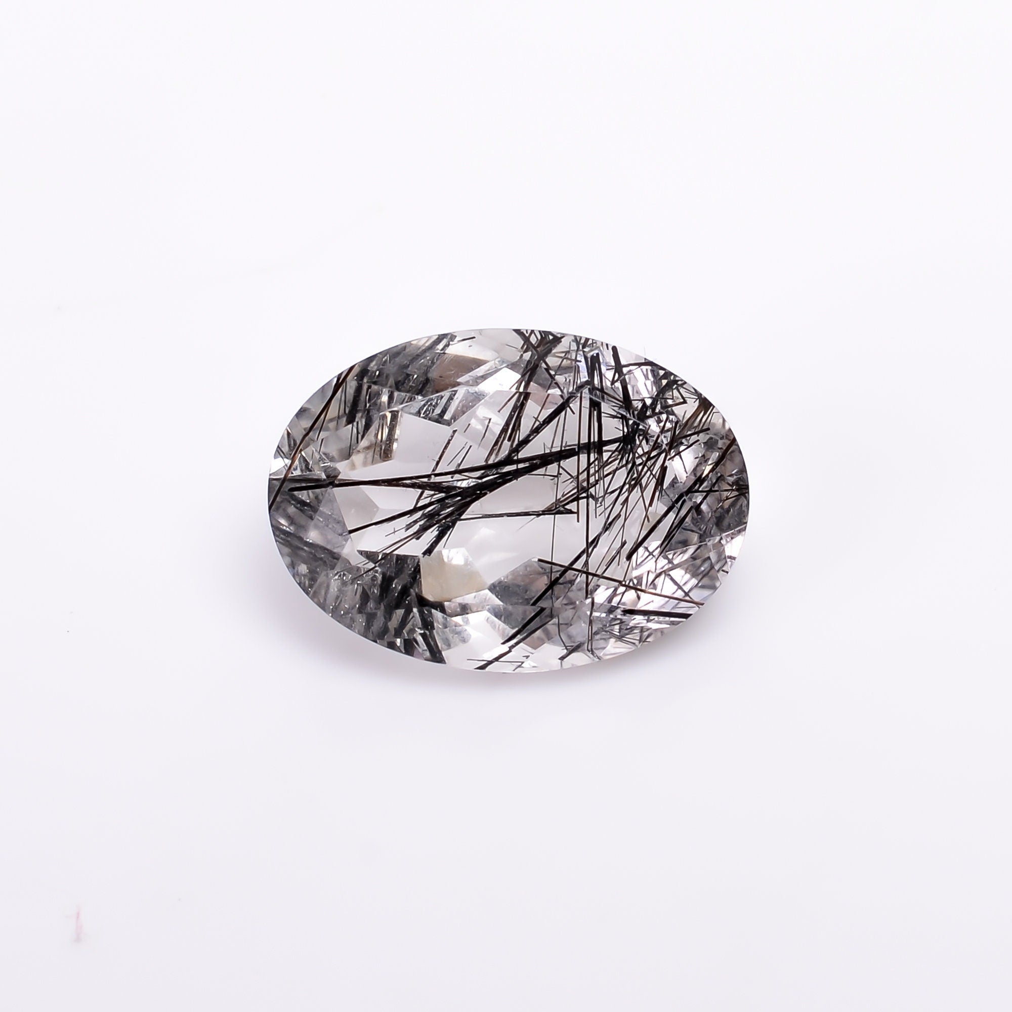 black rutile natural quartz oval shape cut stone loose gemstone