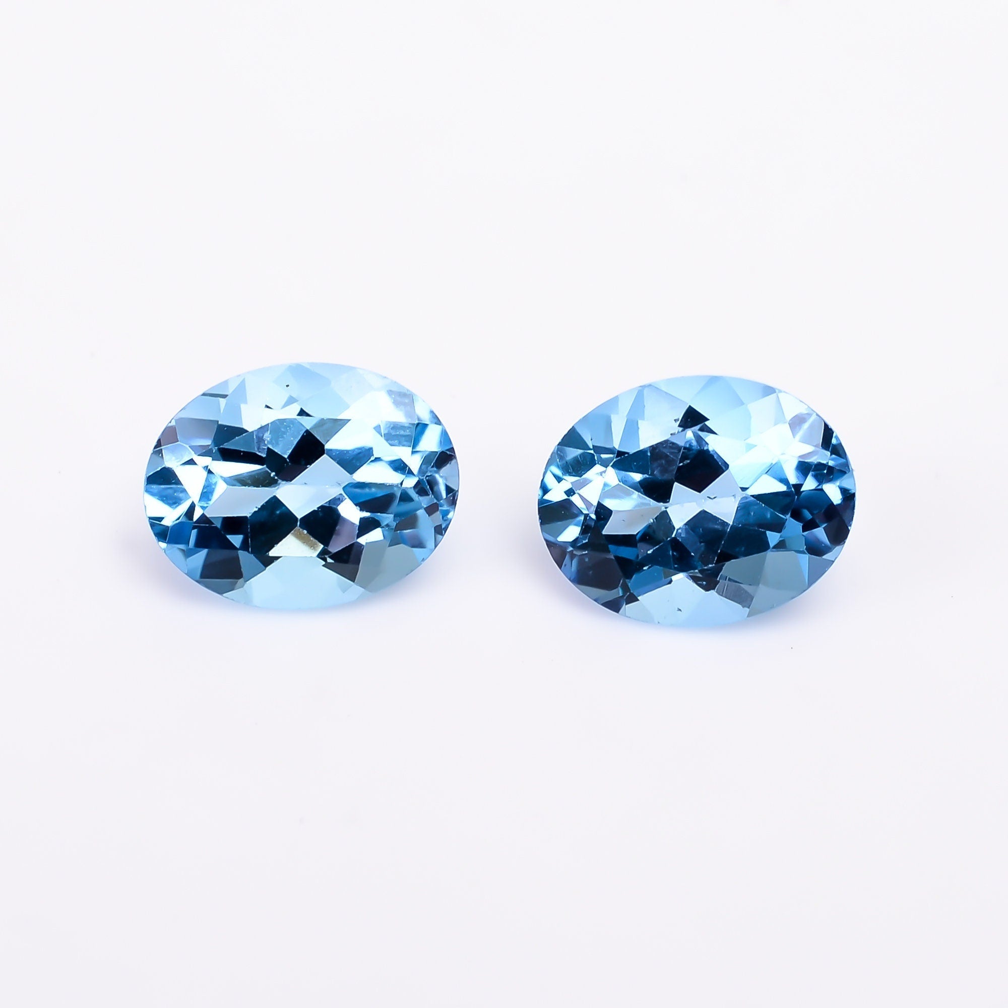 swiss blue topaz oval shape cut stone natural loose gemstone pair