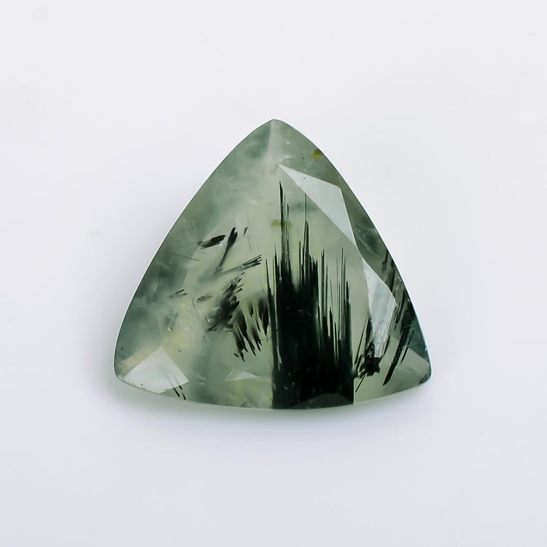 prehnite with epidote natural trillion shape cut stone loose gemstone