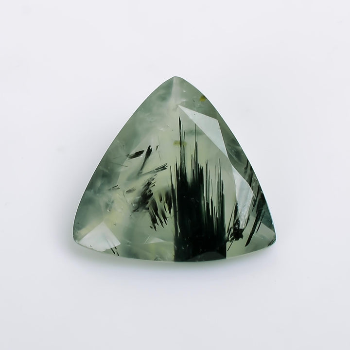 prehnite with epidote natural trillion shape cut stone loose gemstone