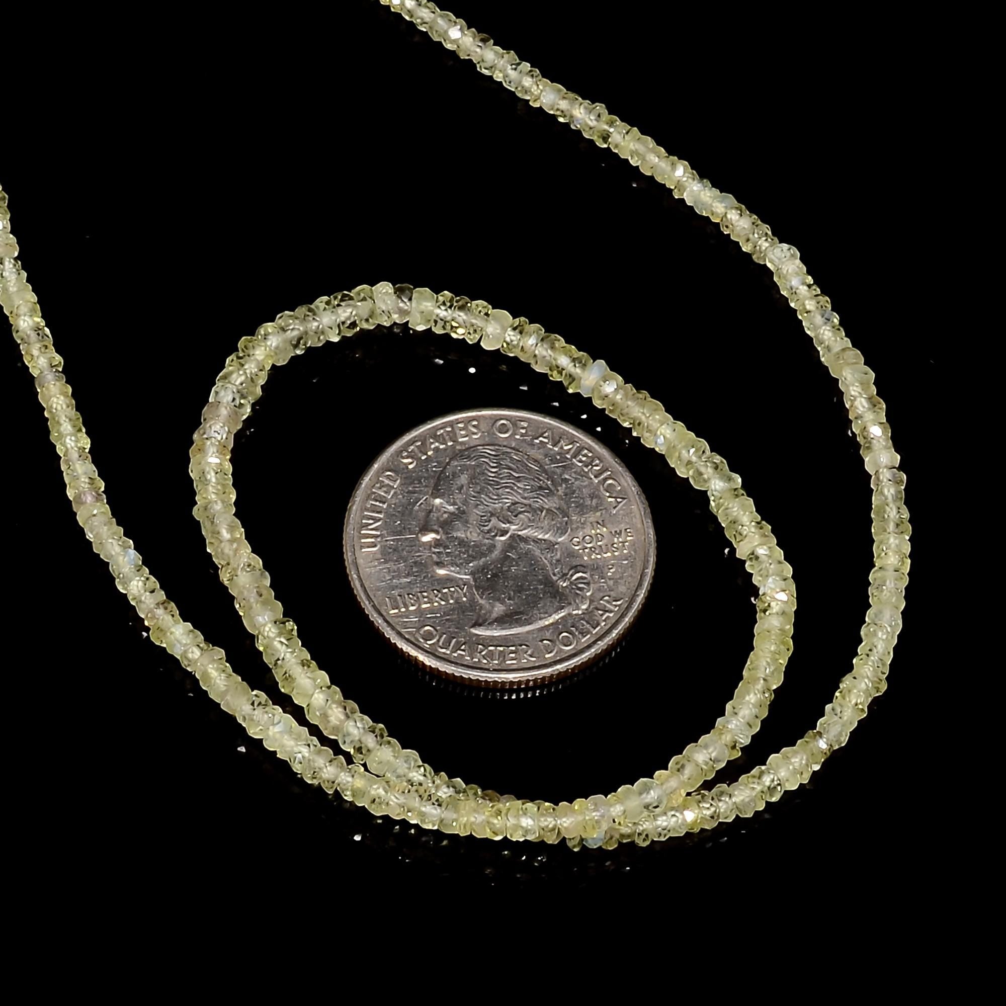 yellow sapphire natural gemstone rondelle shape faceted 3 lines strand 18 beads 3x3x2 mm 123 5 ct yn 495