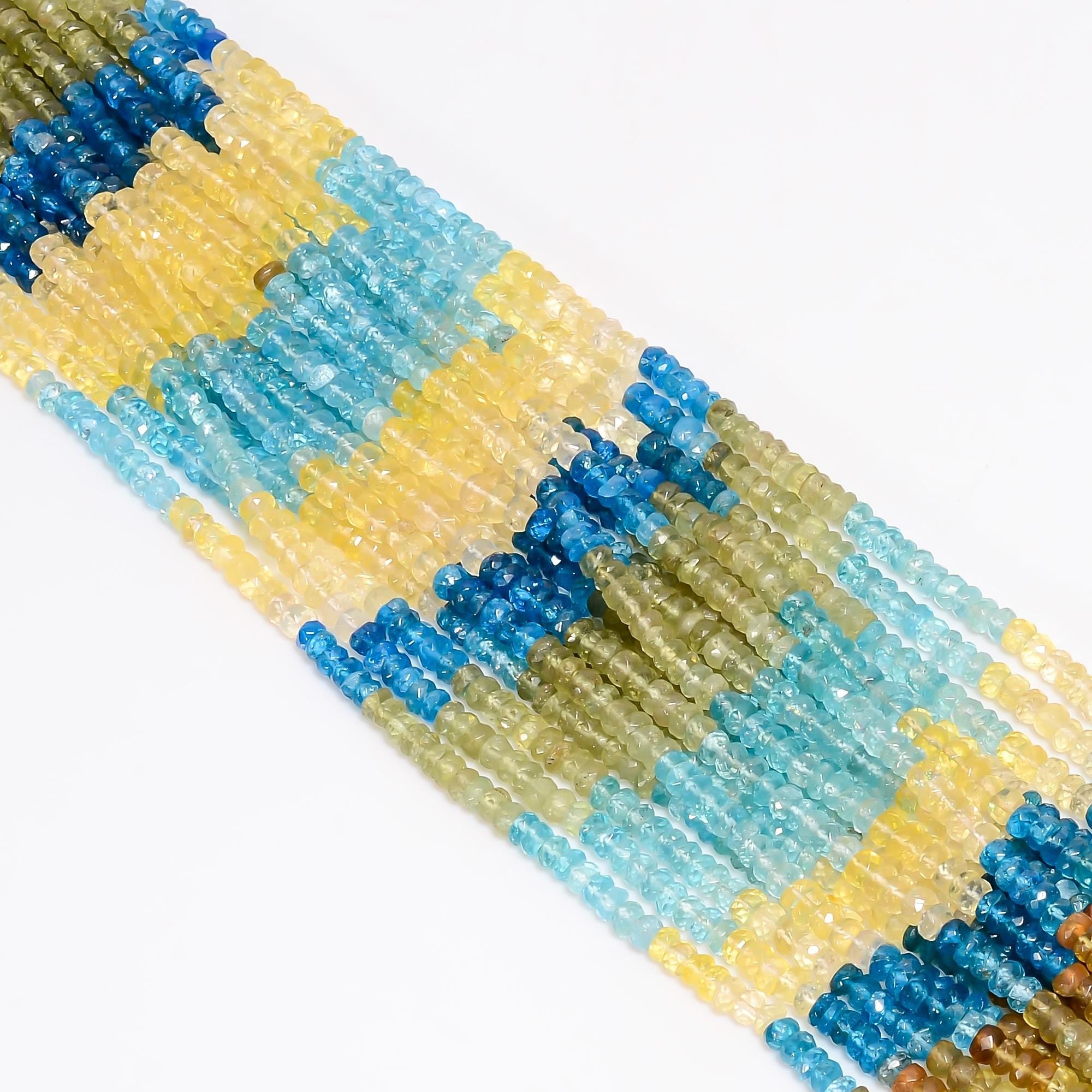 multi apatite natural gemstone rondelle shape faceted 