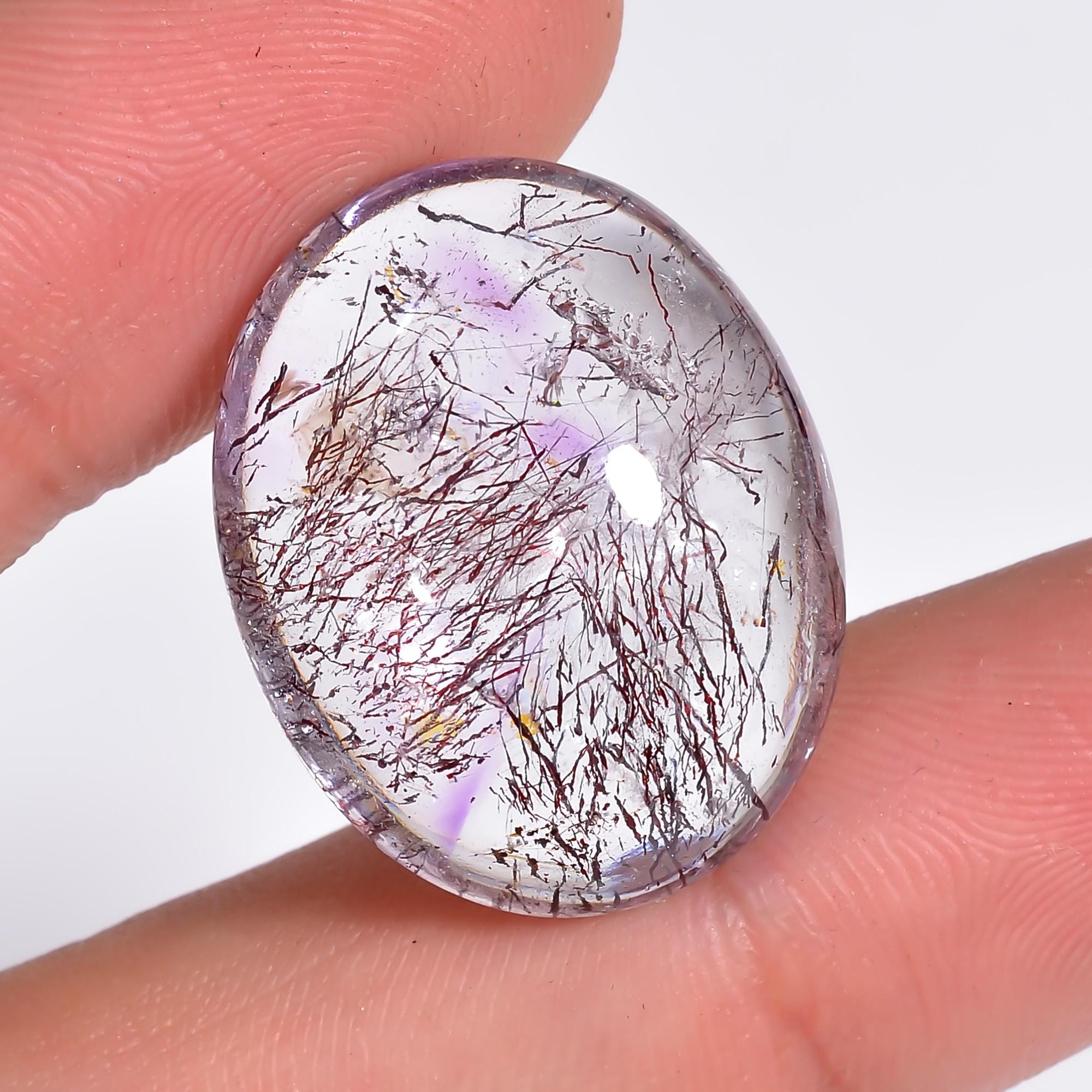 elestial quartz natural oval shape cabochon loose gemstone