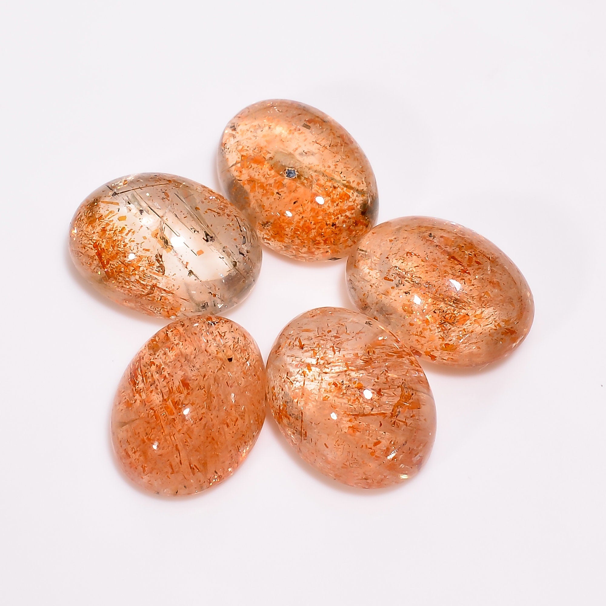 sunstone oval shape cabochon natural loose gemstone 5 pcs