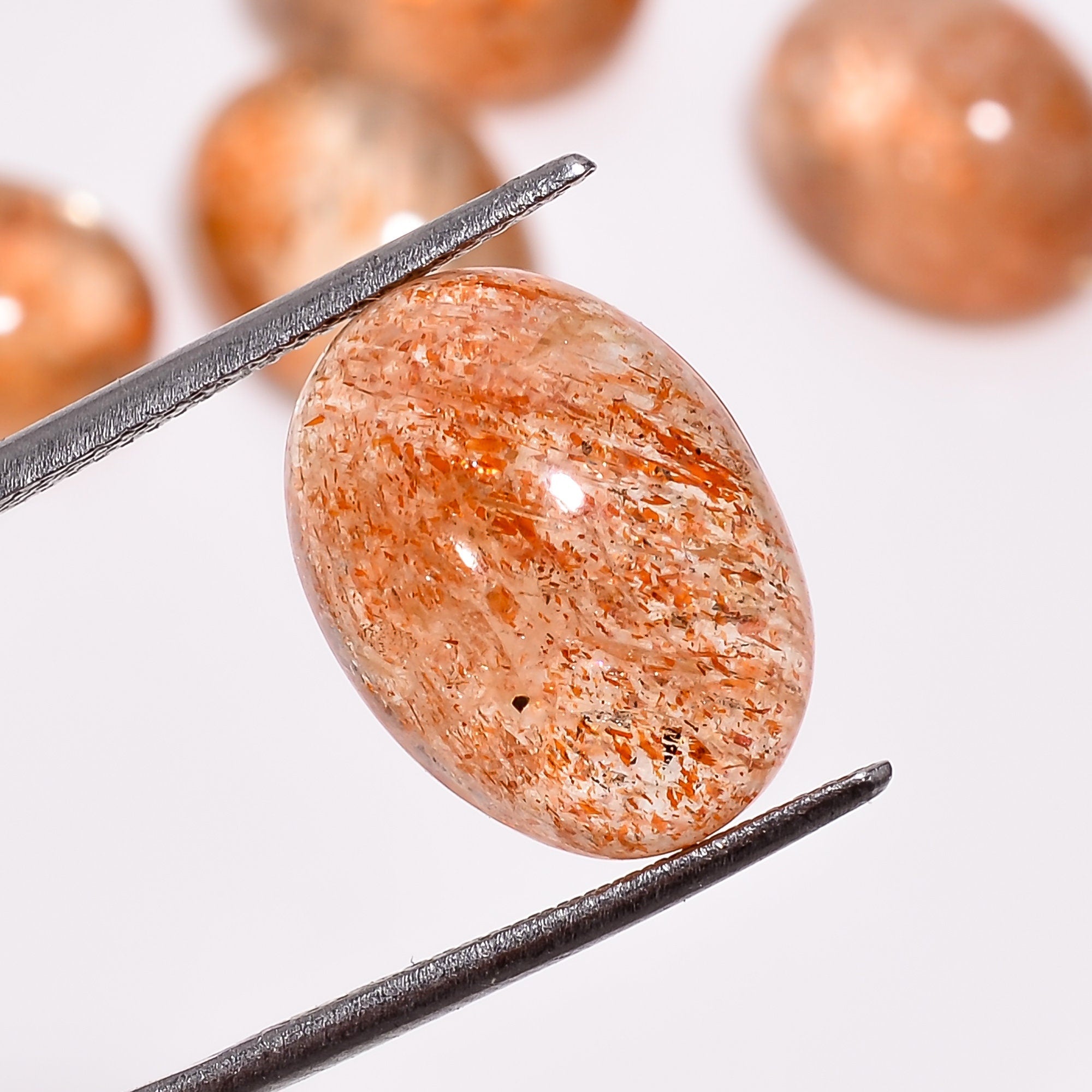sunstone oval shape cabochon natural loose gemstone 5 pcs