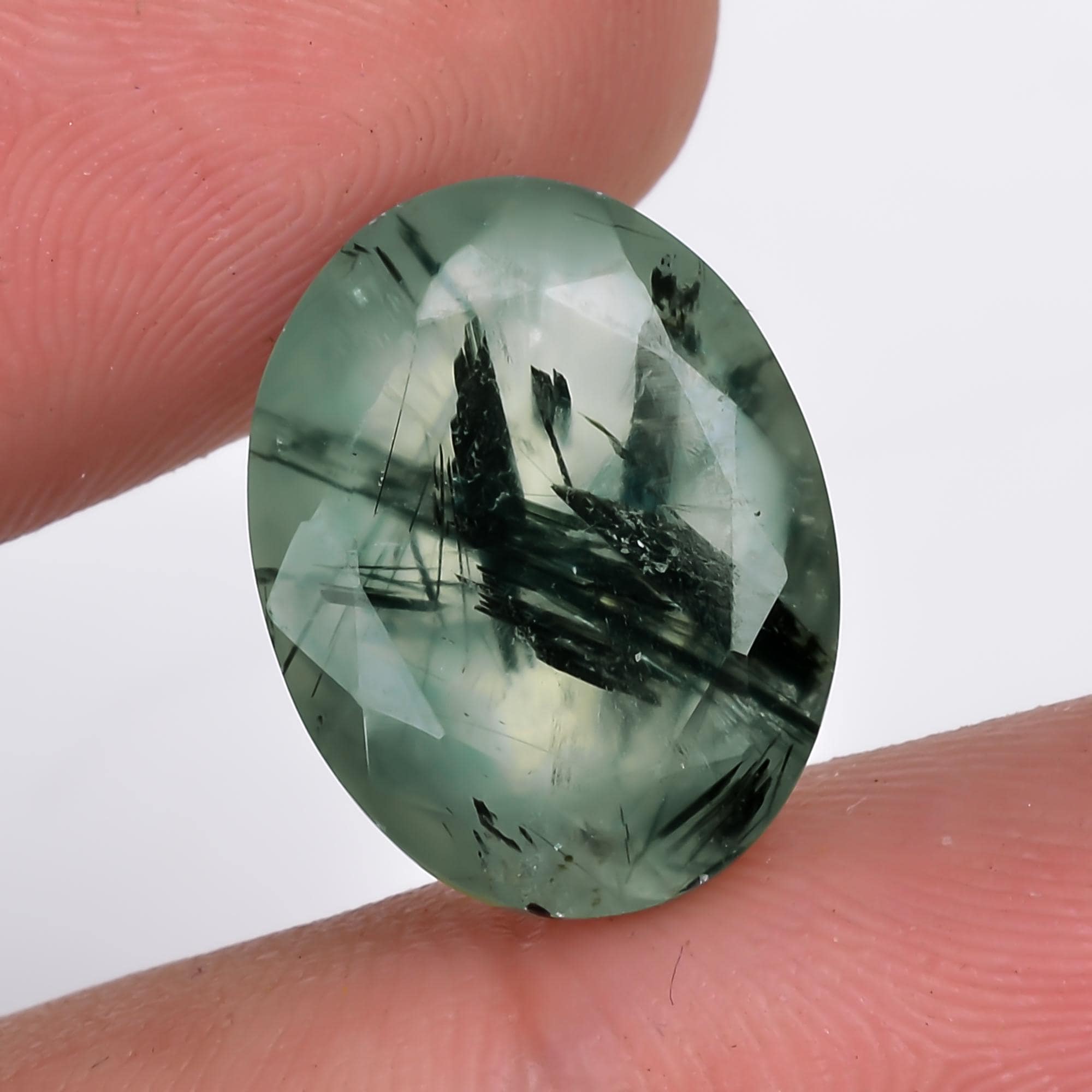 prehnite with epidote natural oval shape cut stone loose gemstone