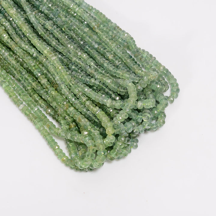 mint green kyanite natural gemstone rondelle shape faceted 