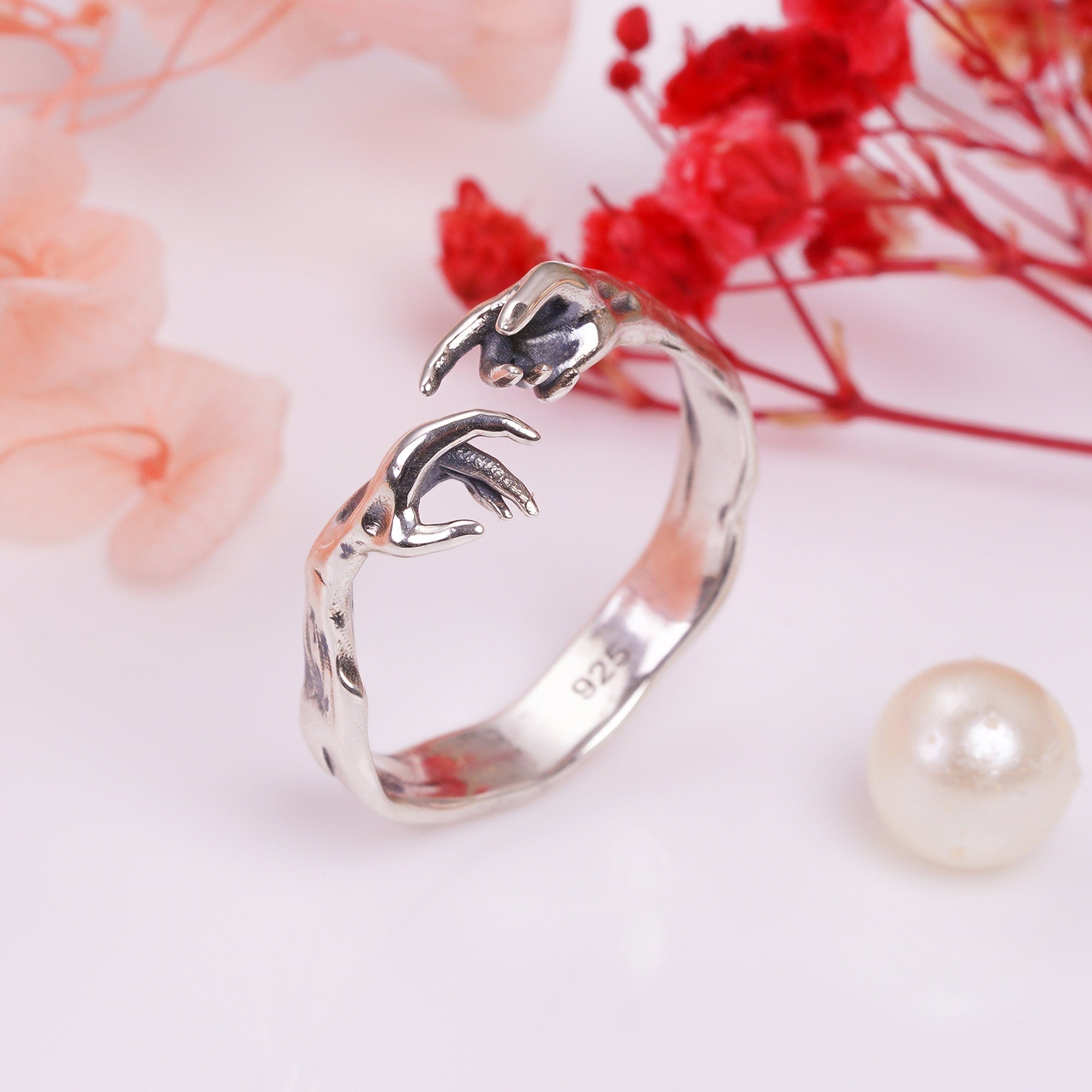 hand of god giving life to adam 925 sterling silver ring y 7783 7785