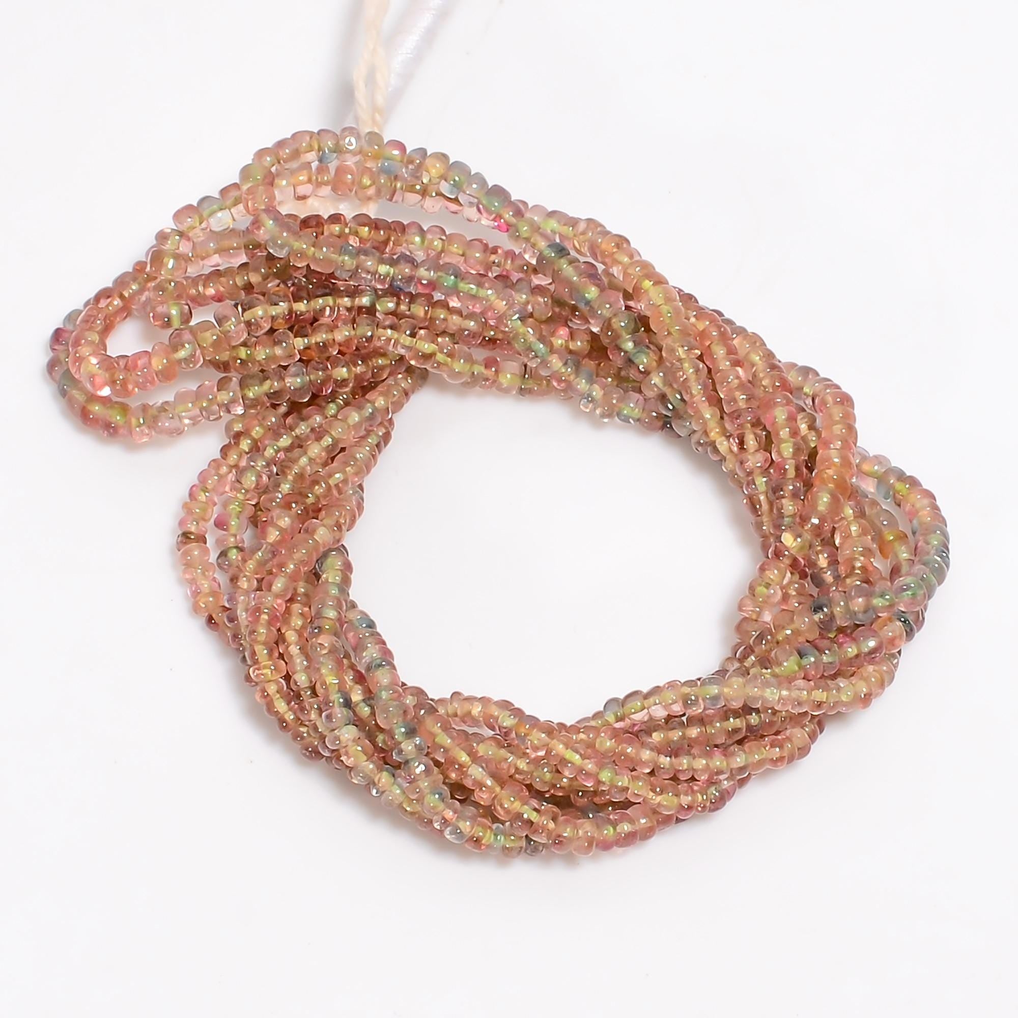 tourmaline natural gemstone rondelle shape smooth 4 lines strand 16 beads 3x3x2 mm 257 5 ct yn 516