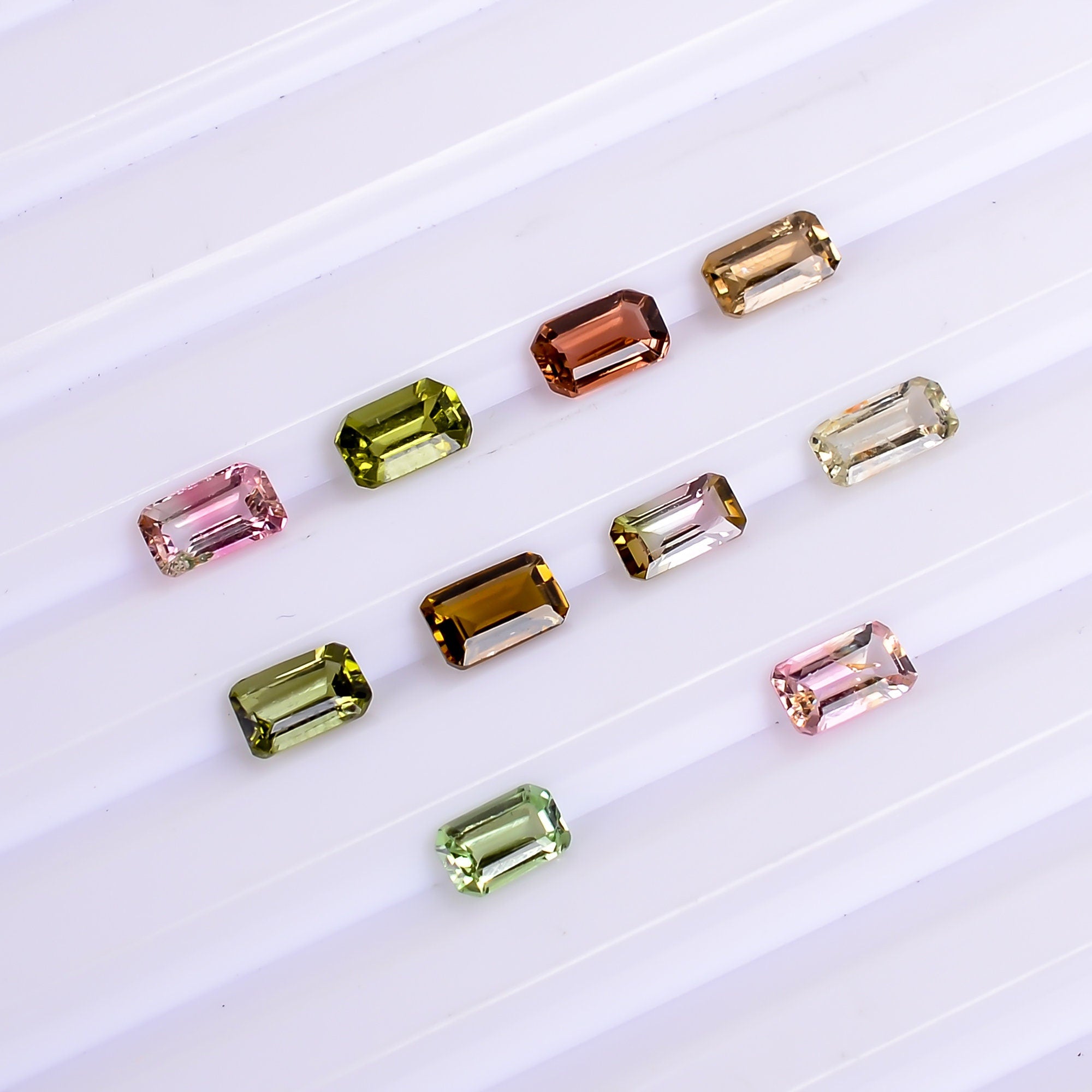 multi tourmaline radiant shape cut stone natural loose gemstone 10 pcs