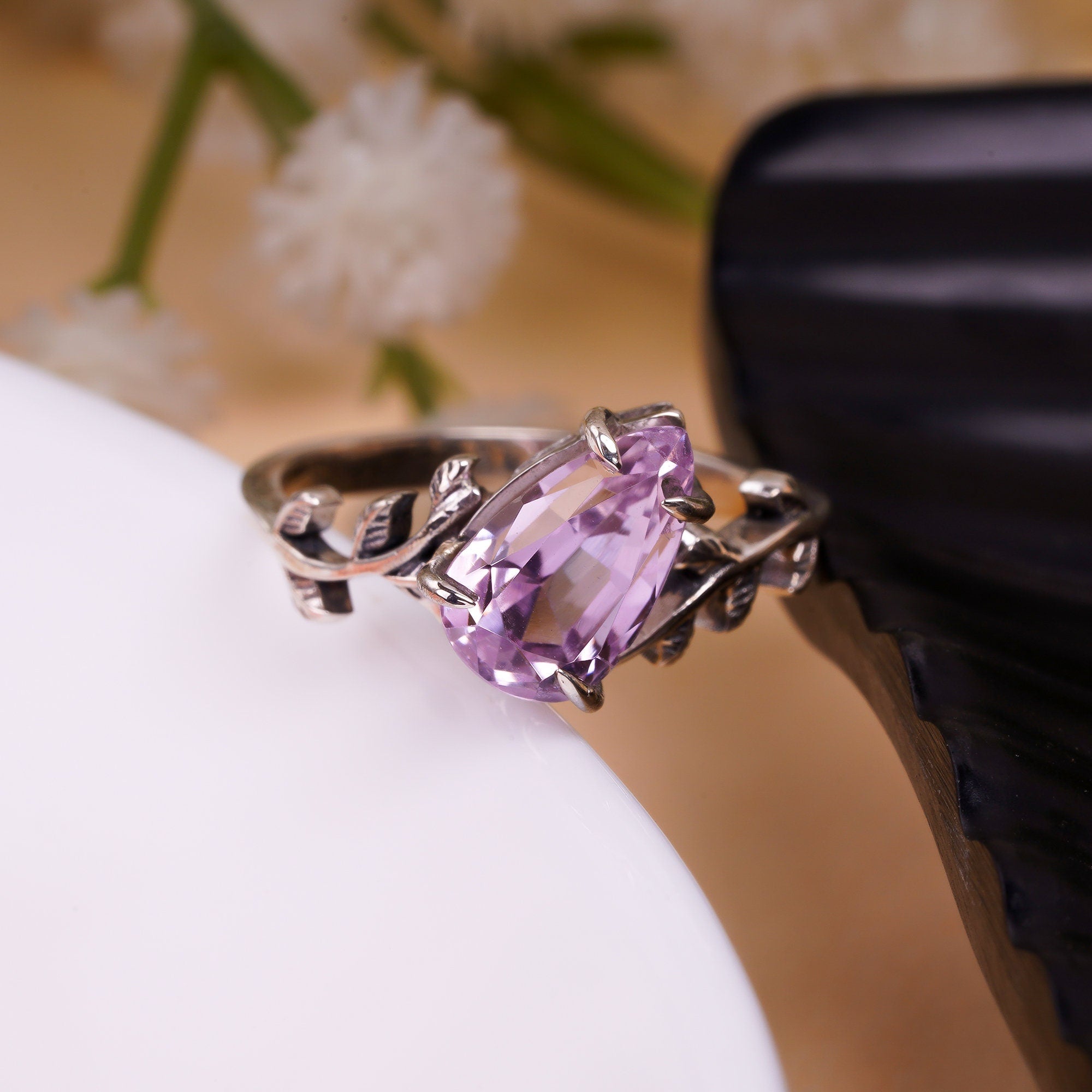 natural kunzite pear shape ring 925 sterling silver ring 7 us 2 9 gms y 7790
