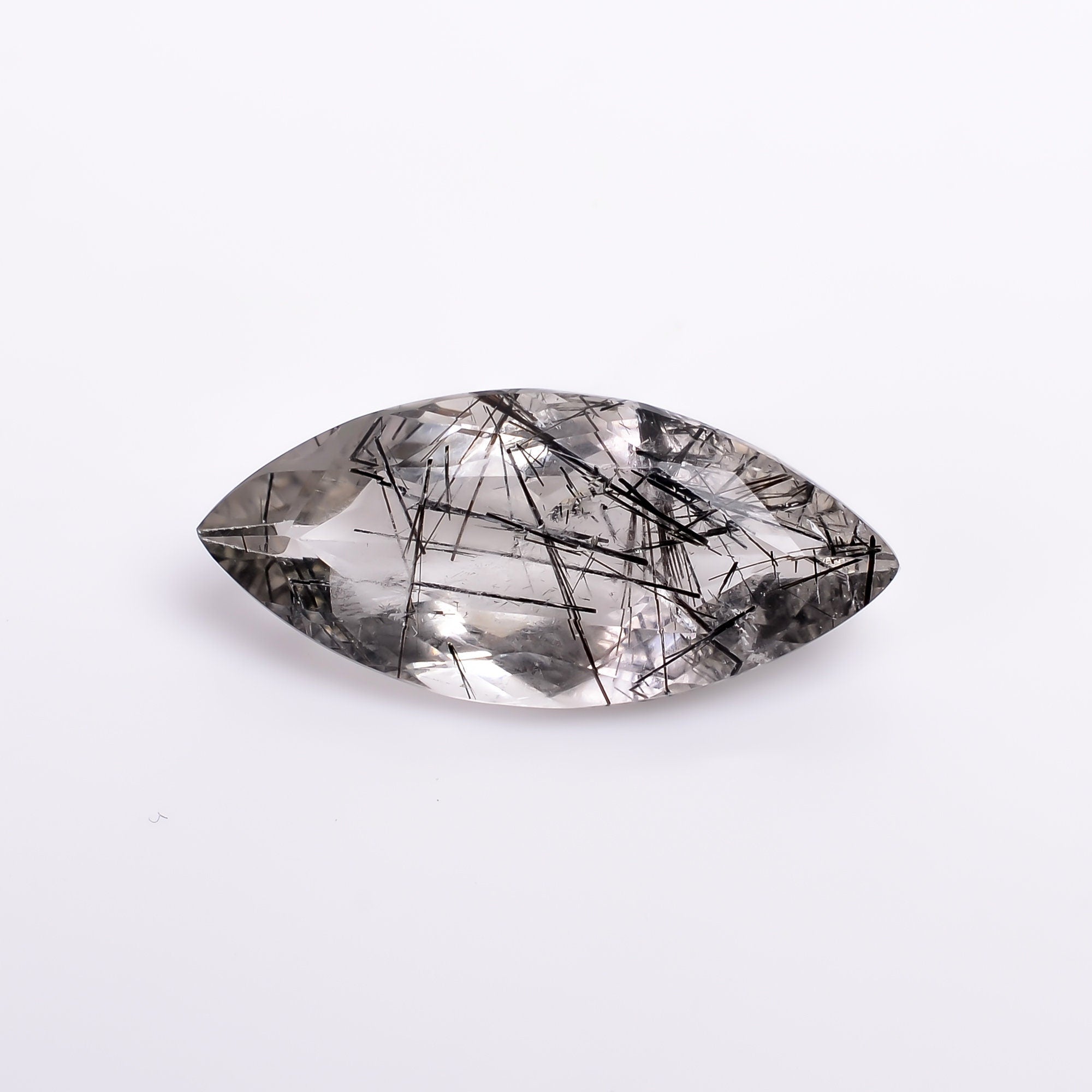 black rutile natural quartz marquise shape cut stone loose gemstone