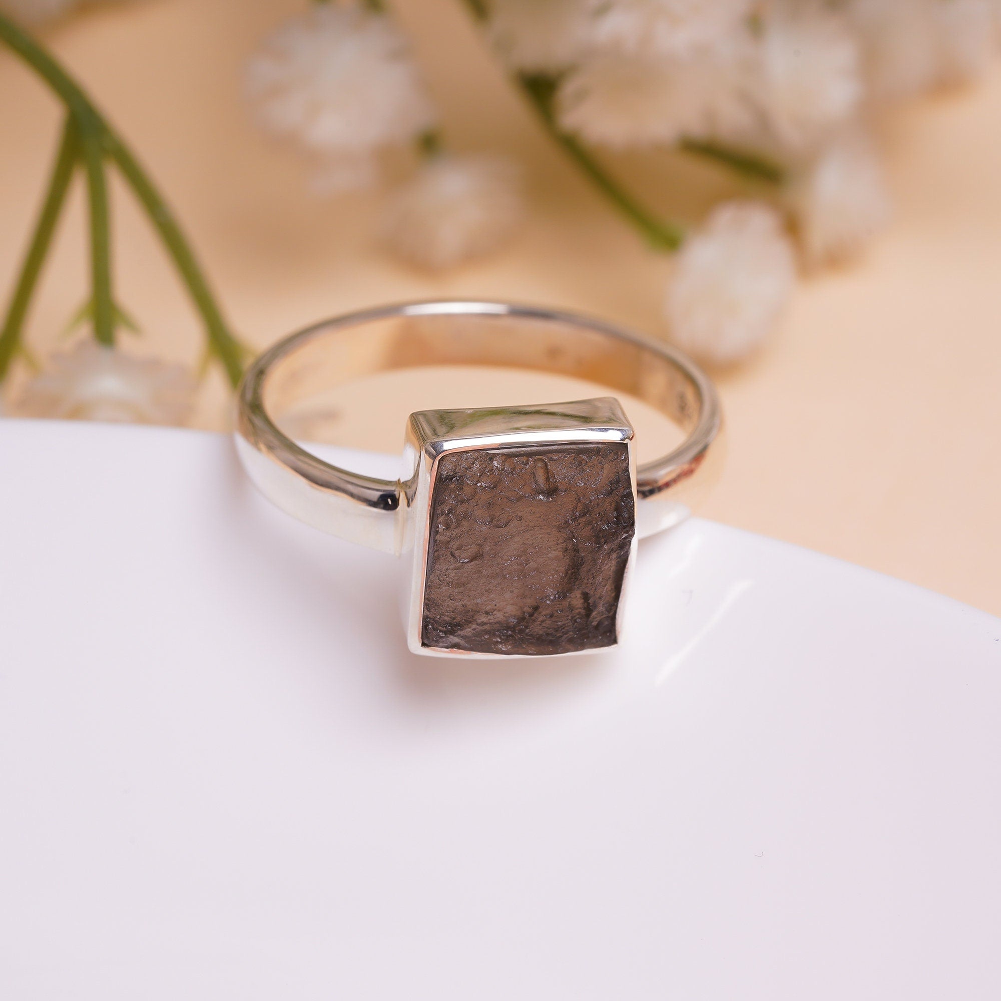 natural agni manitite rough top square shape ethnic handmade 925 sterling silver mens ring 13 75 us 6 3 gms y 7780