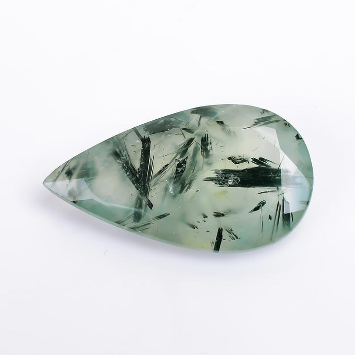 prehnite with epidote natural pear shape cut stone loose gemstone
