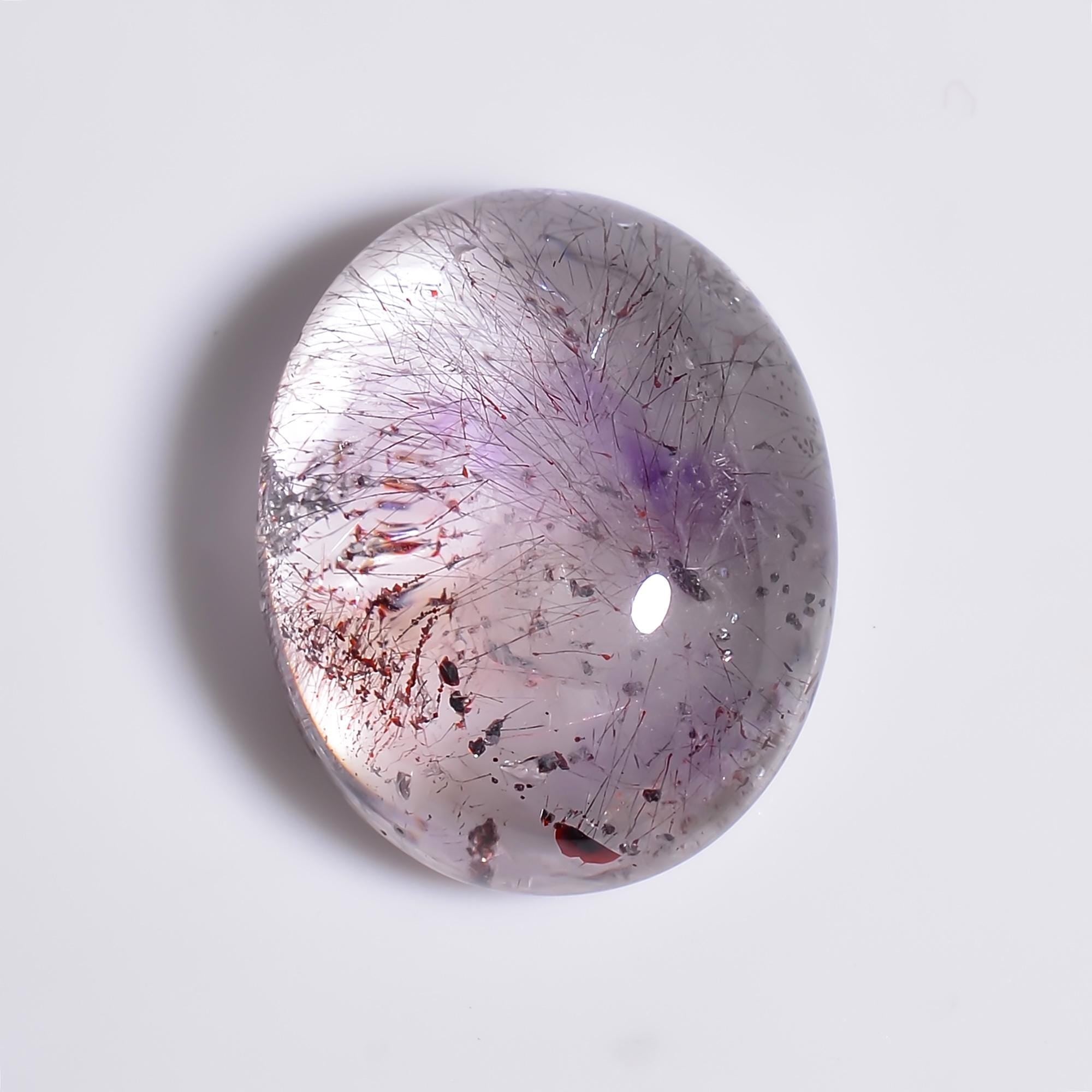 elestial quartz natural oval shape cabochon loose gemstone