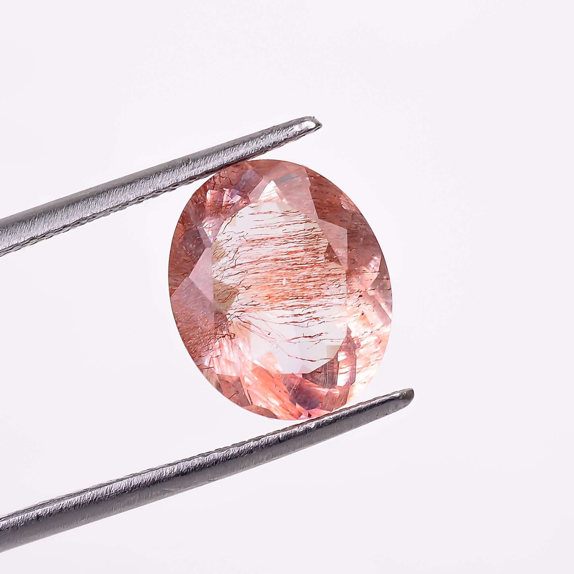 elestial quartz with lepidocrosite natural oval shape cut stone loose gemstone