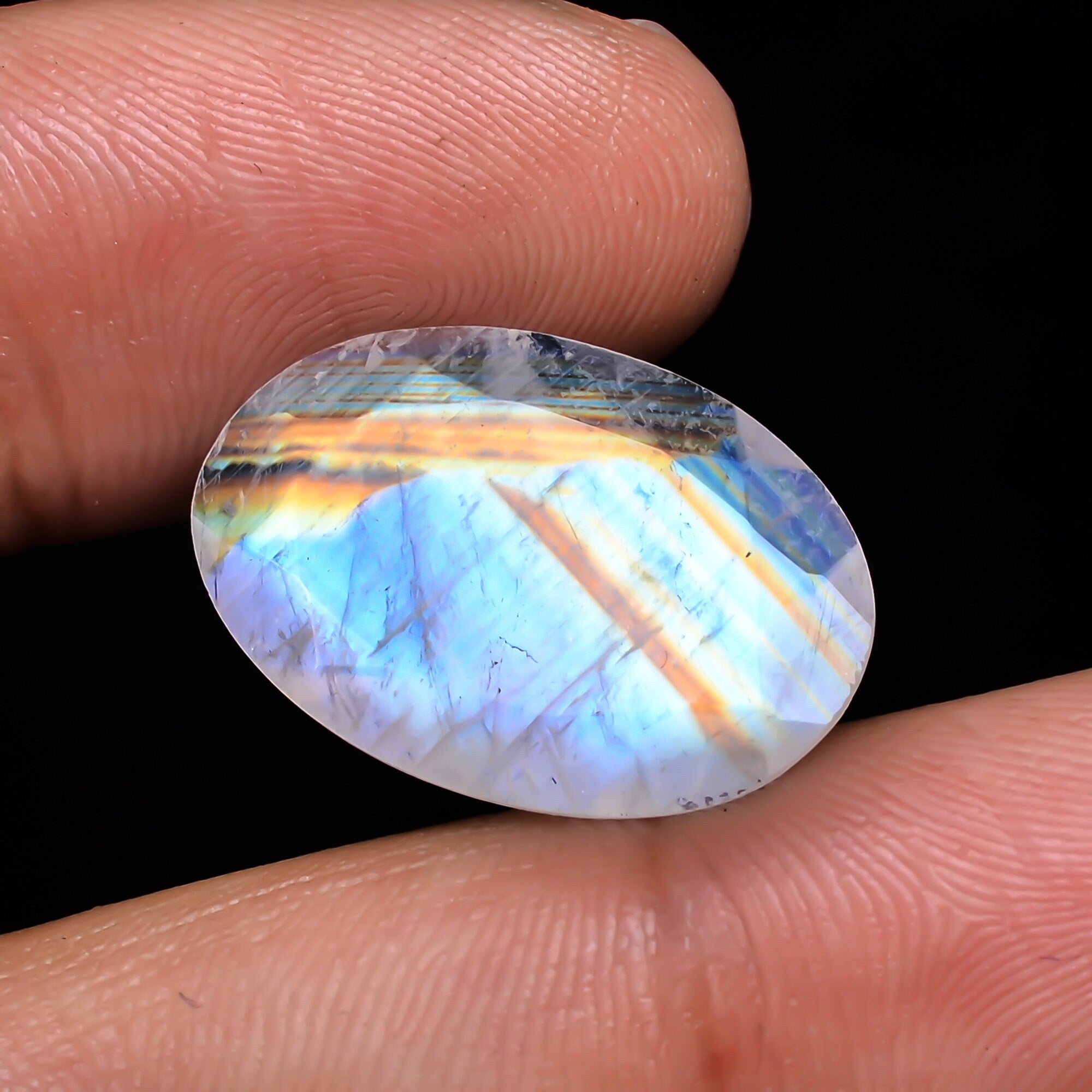 rainbow moonstone oval shape cut stone loose gemstone