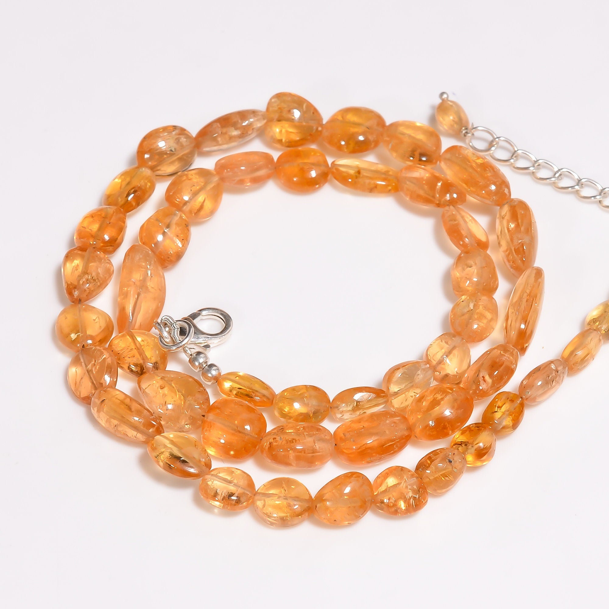 imperial topaz natural gemstone tumbled shape smooth necklace 