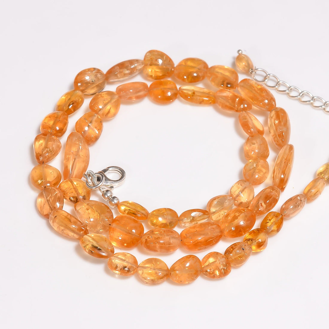 imperial topaz natural gemstone tumbled shape smooth necklace 