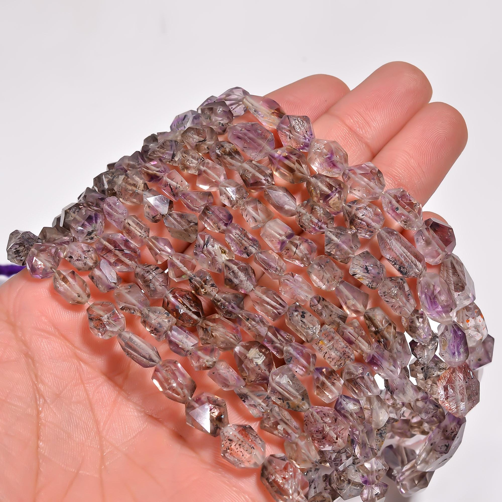 elestial amethyst natural gemstone tumbled shape faceted 