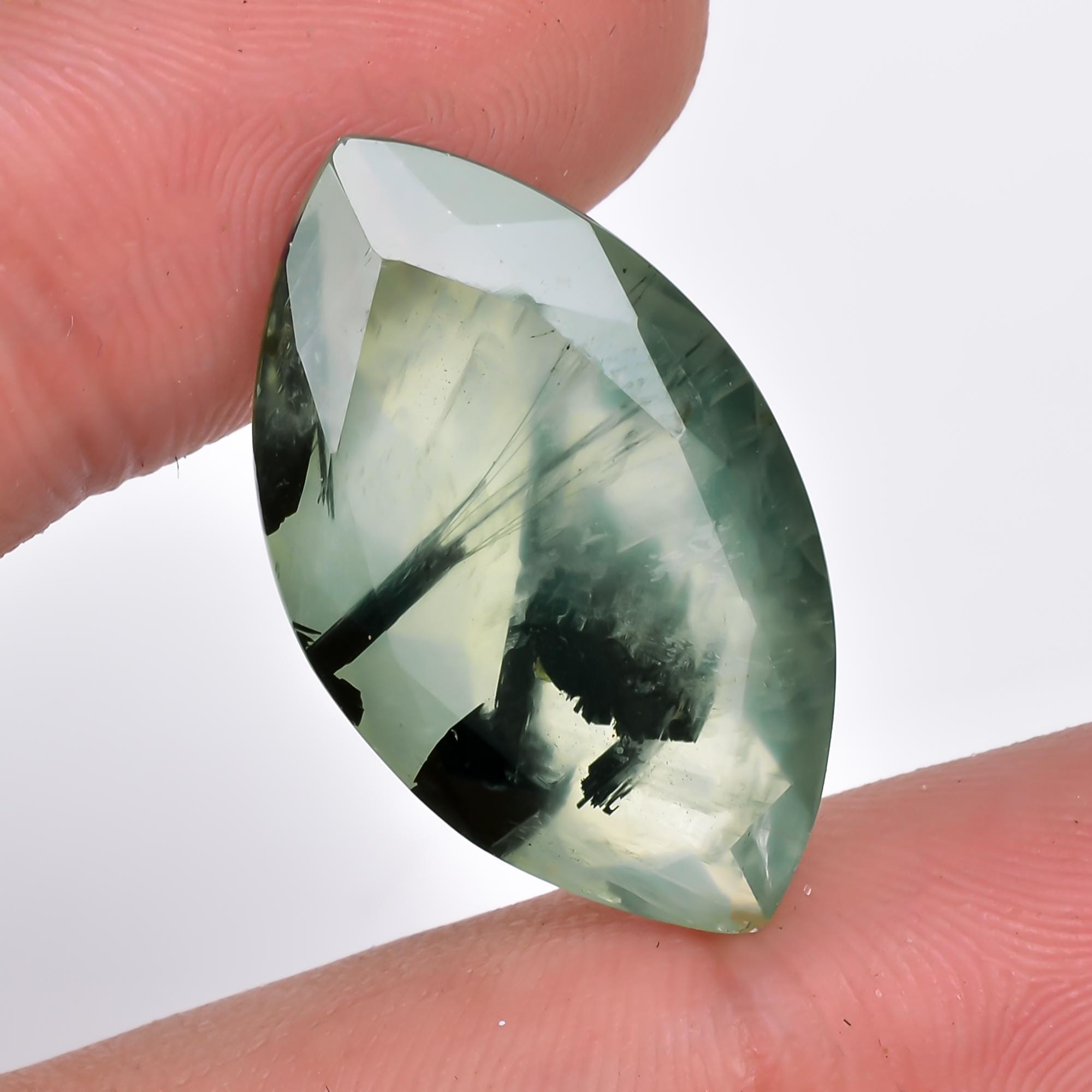 prehnite with epidote natural marquise shape cut stone loose gemstone