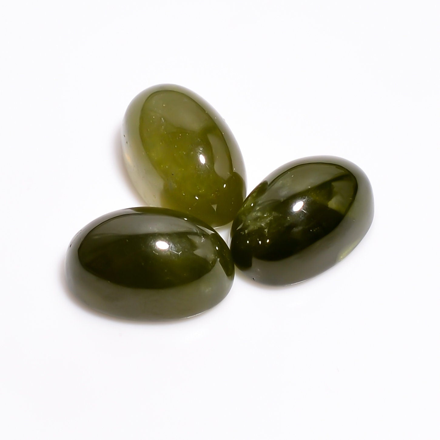 vesuvianite idocrase oval shape cabochon loose gemstone 3 pcs