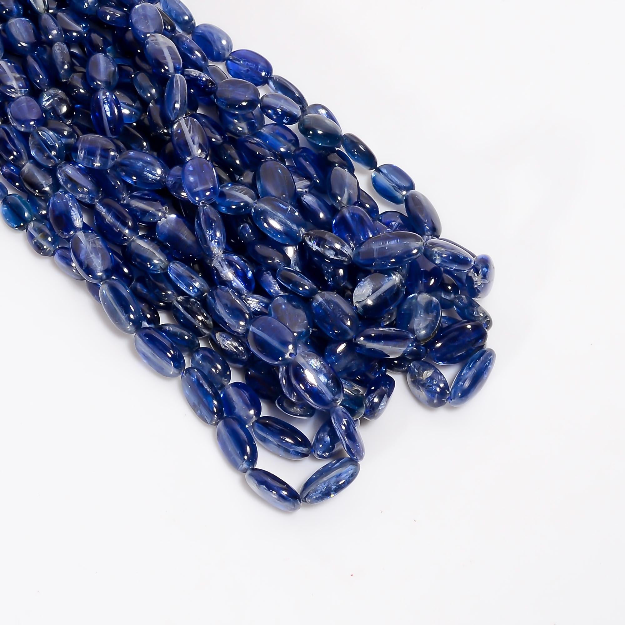 blue kyanite natural gemstone oval shape smooth 