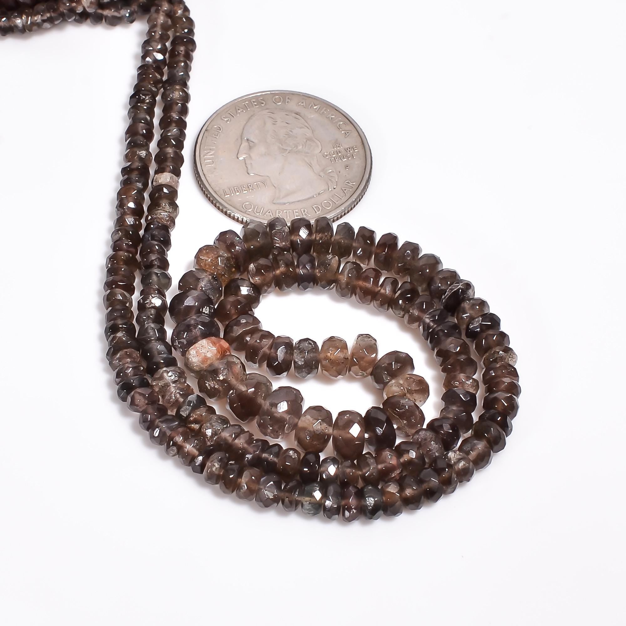 brown feldspar natural gemstone rondelle shape faceted 