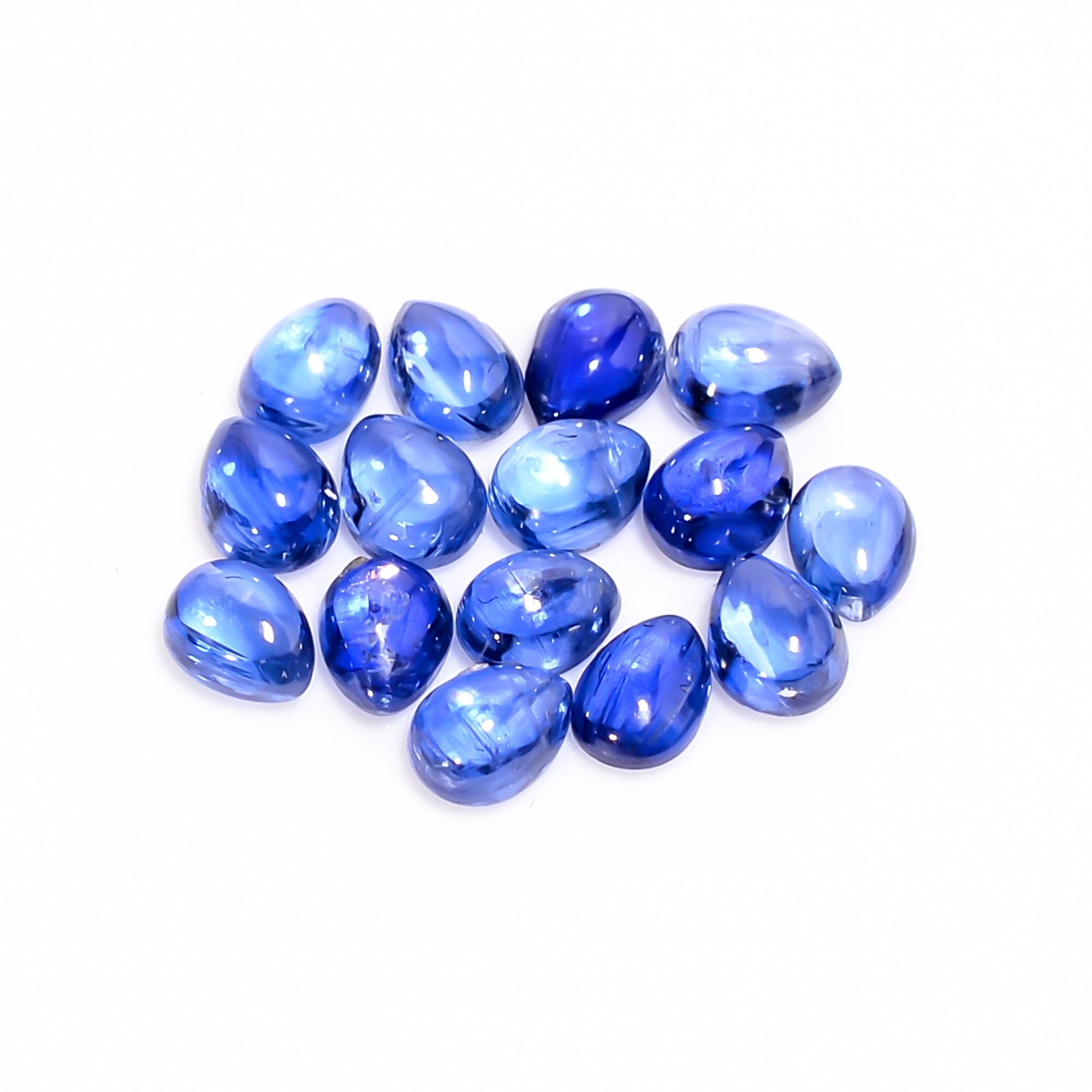 blue kyanite pear shape cabochon loose gemstone 15 pcs