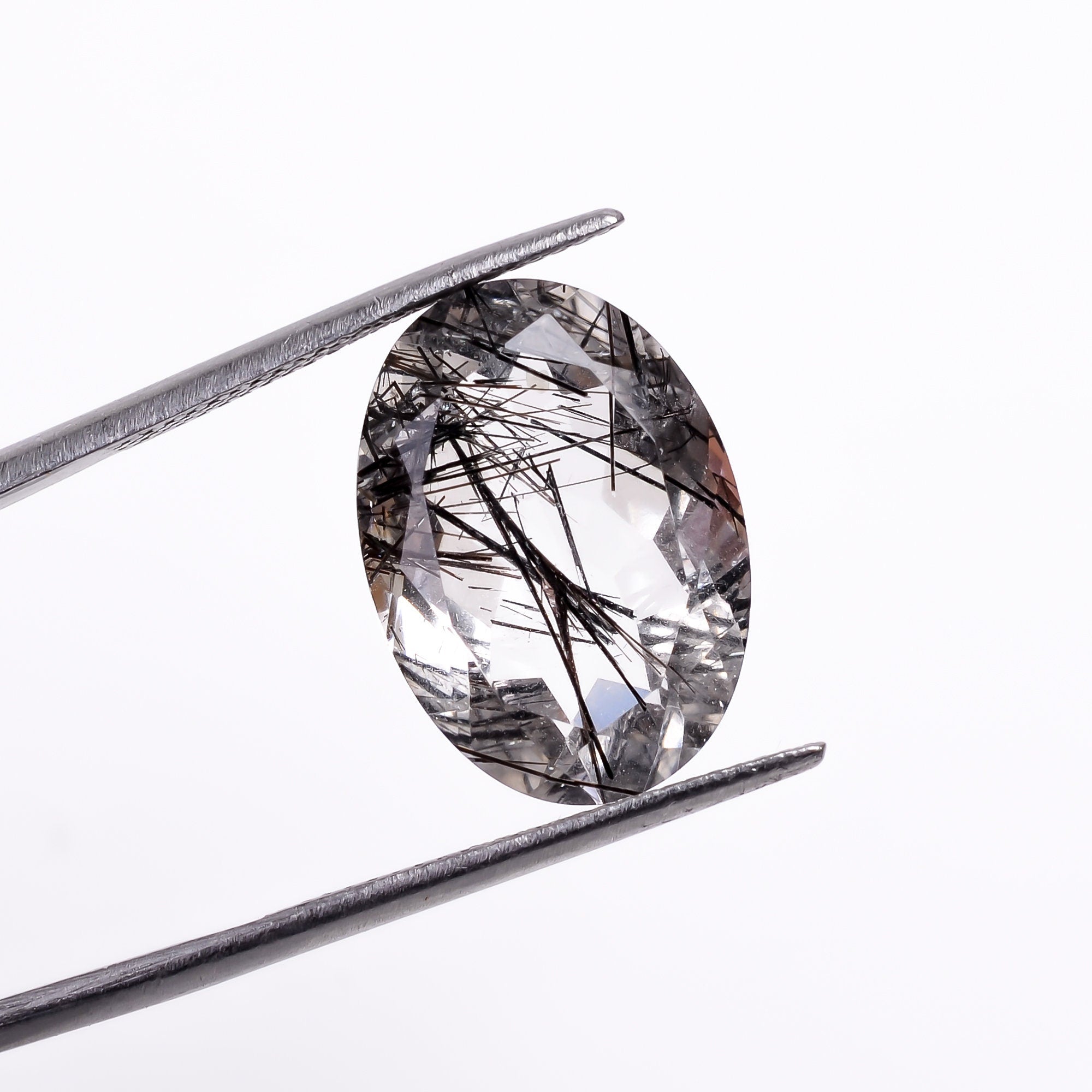 black rutile natural quartz oval shape cut stone loose gemstone