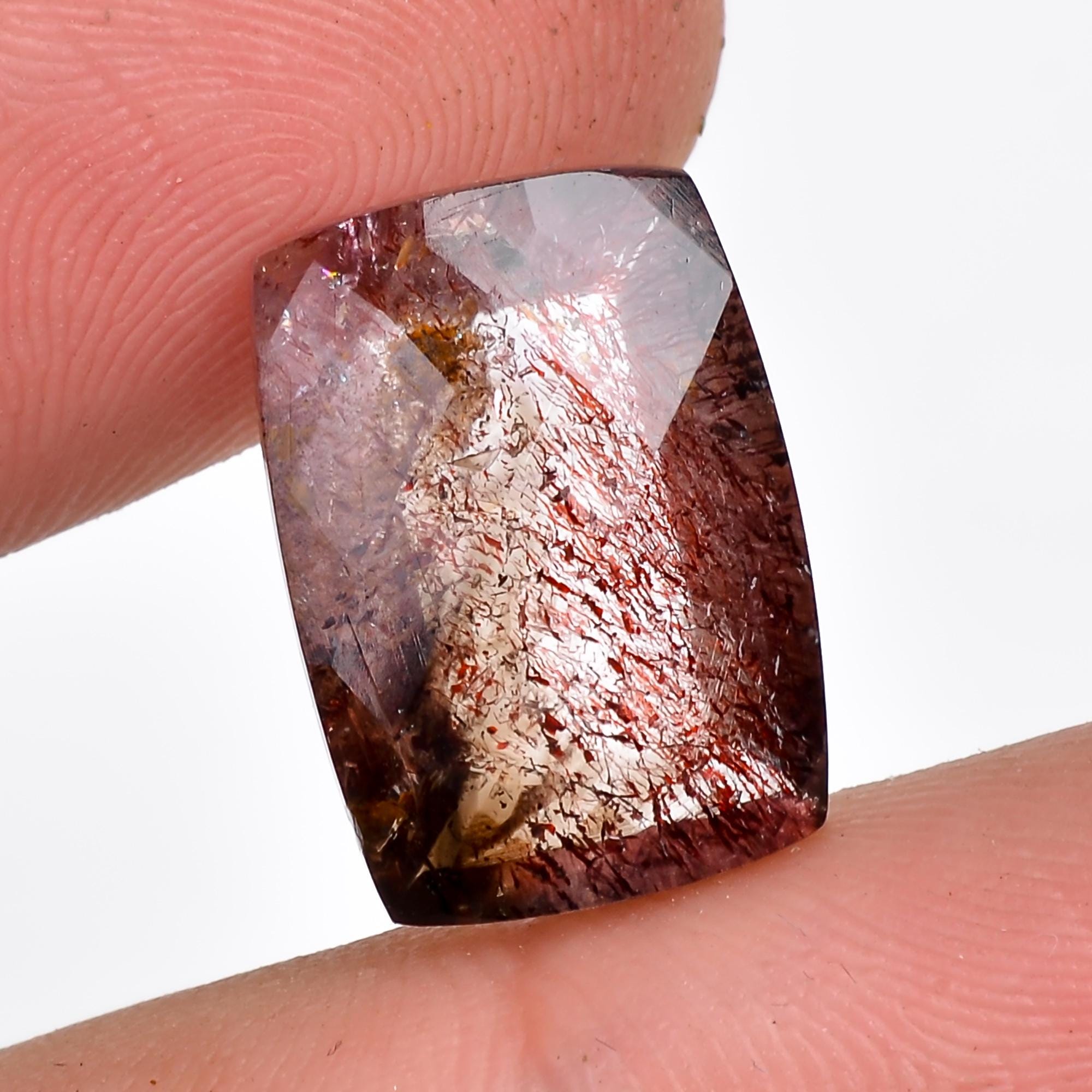 elestial quartz radiant shape faceted loose gemstone