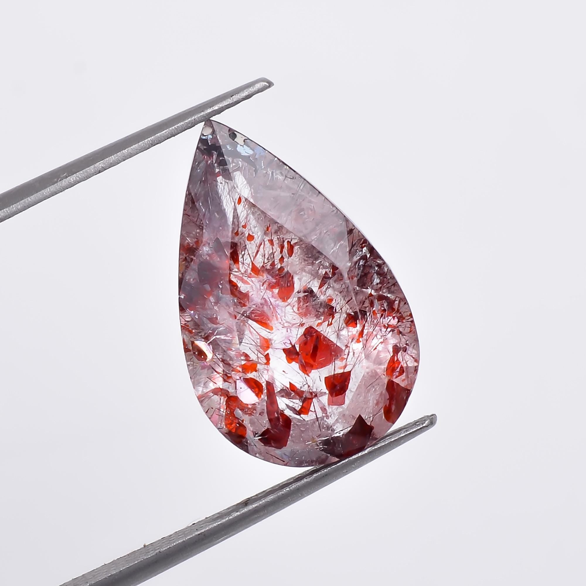 natural elestial quartz pear shape cut stone loose gemstone