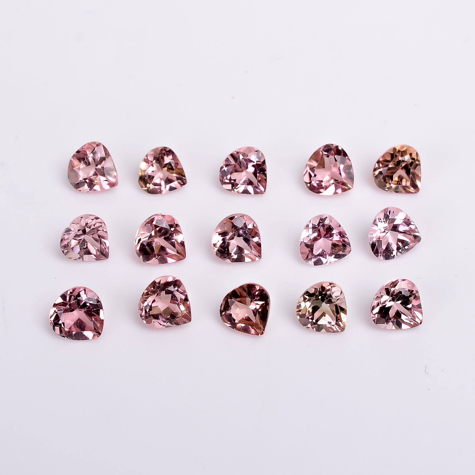 pink tourmaline heart shape cut stone natural loose gemstone 15 pcs
