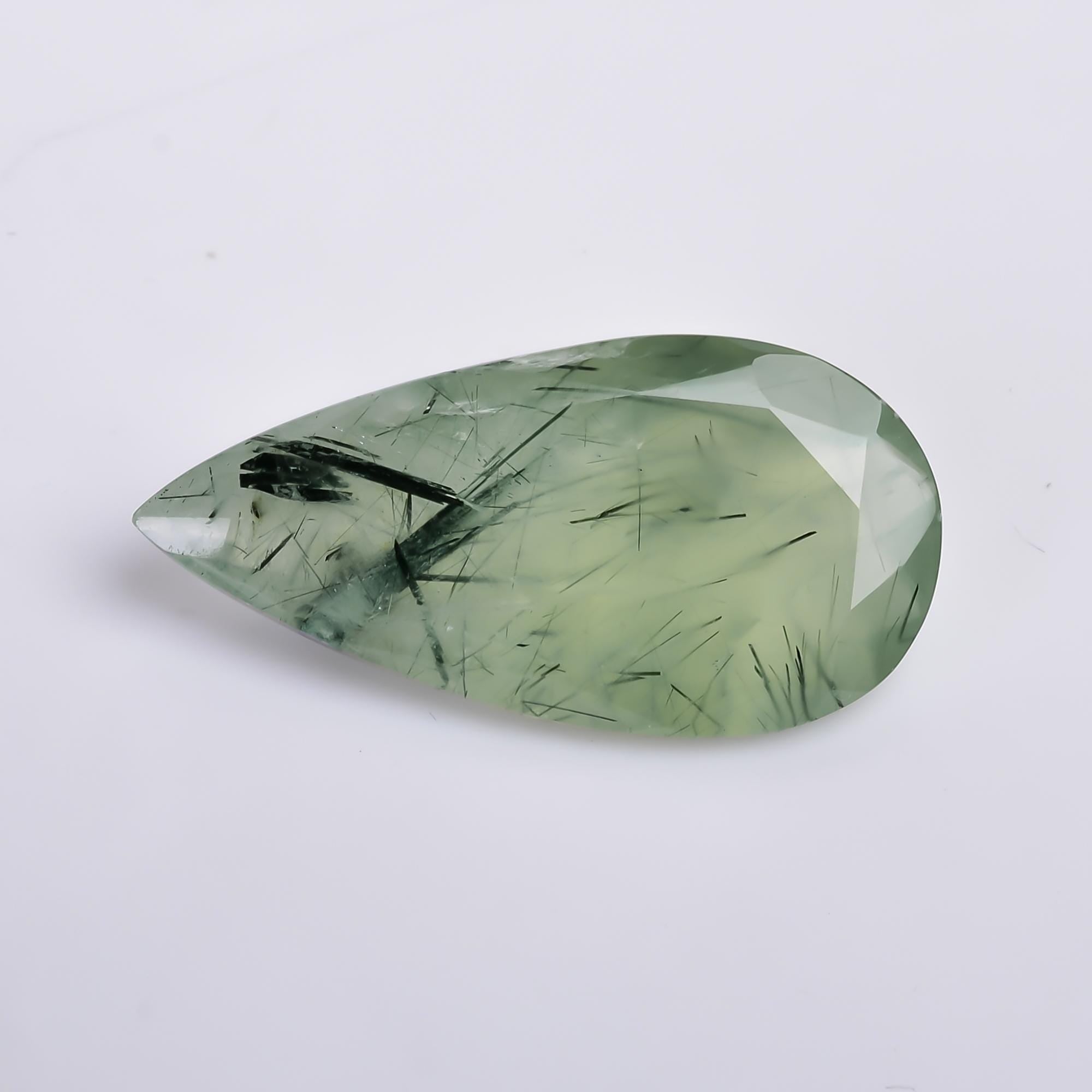 prehnite with epidote natural pear shape cut stone loose gemstone