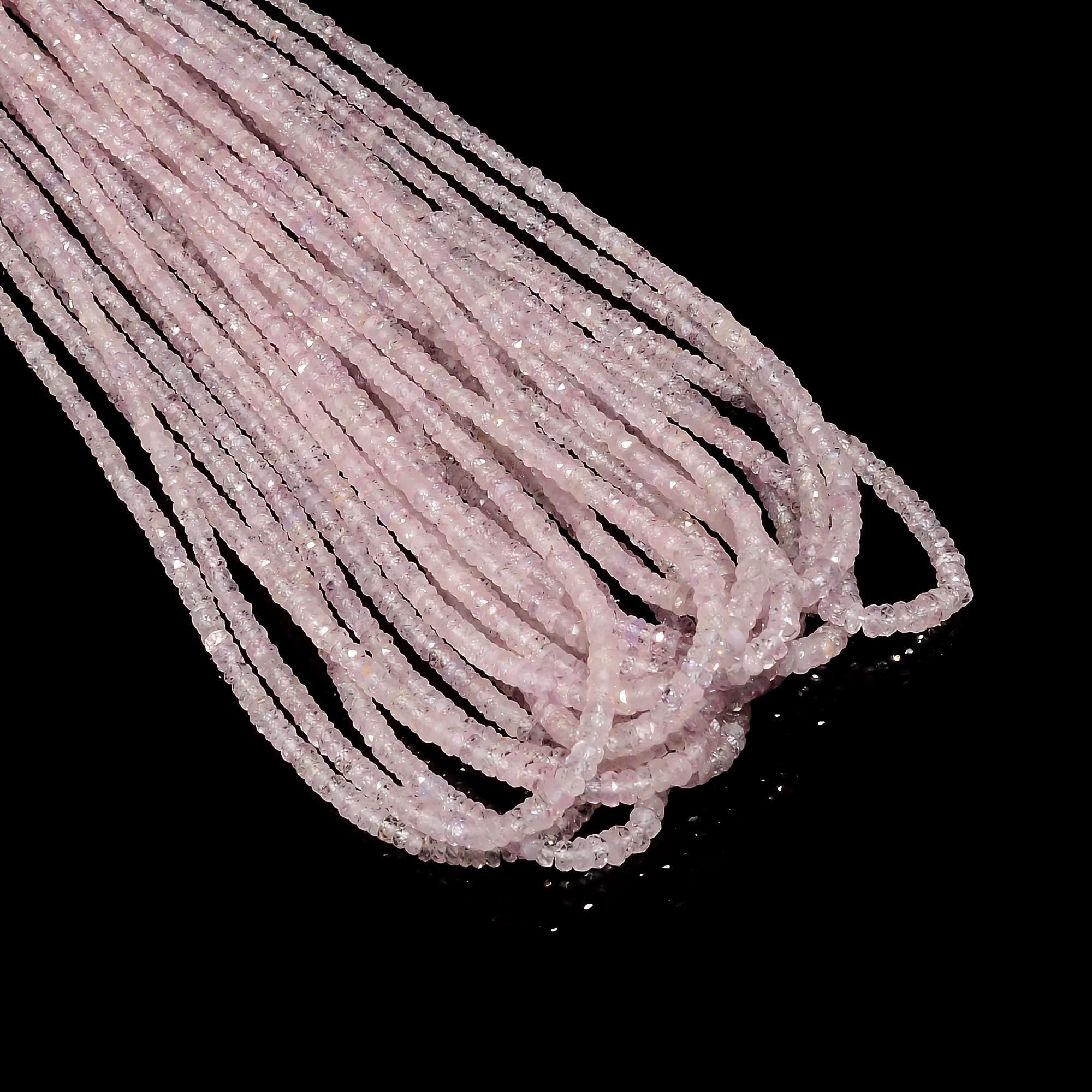 pink sapphire natural gemstone rondelle shape faceted 15 lines strand 18 beads 3x3x2 mm 721 ct yn 492