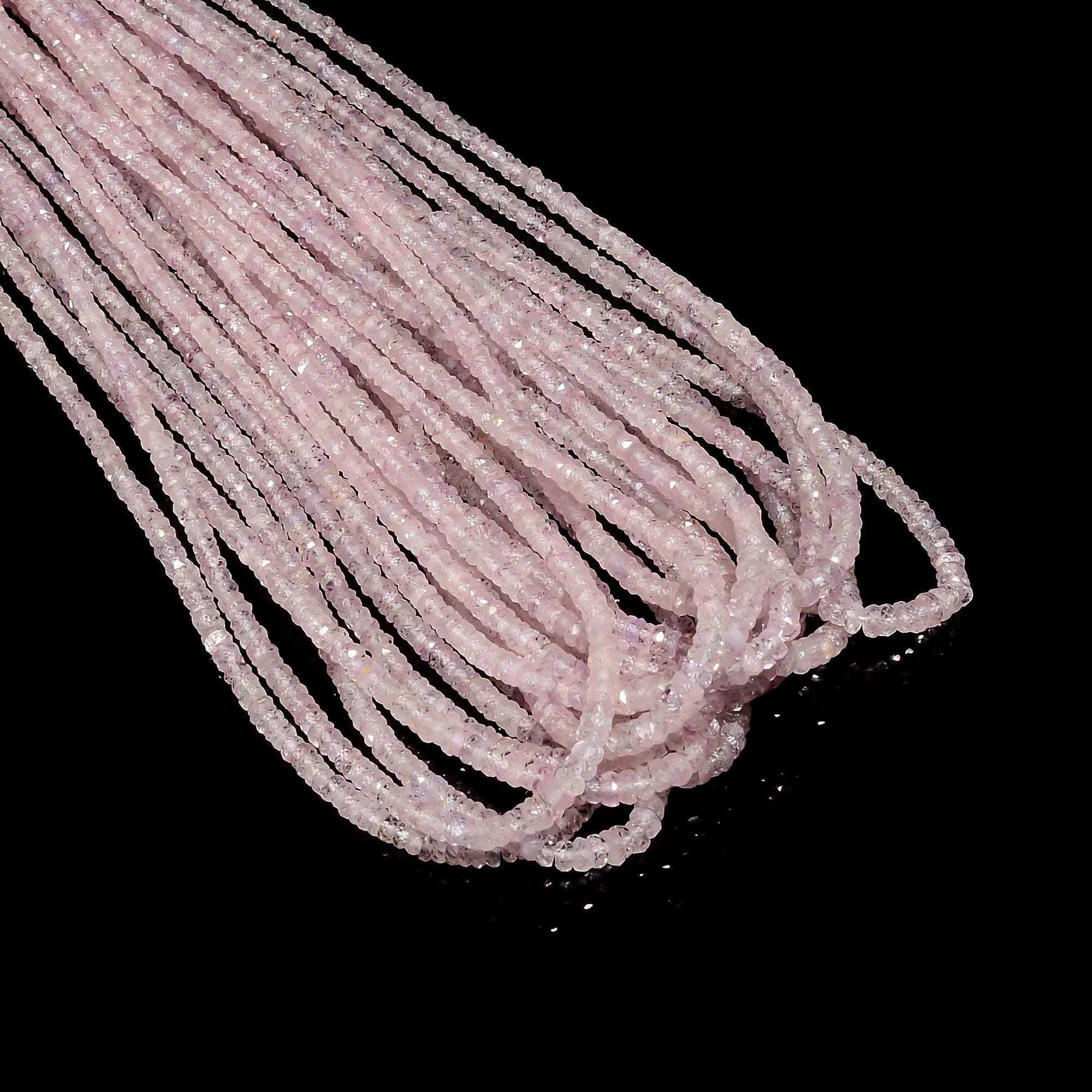 pink sapphire natural gemstone rondelle shape faceted 15 lines strand 18 beads 3x3x2 mm 721 ct yn 492