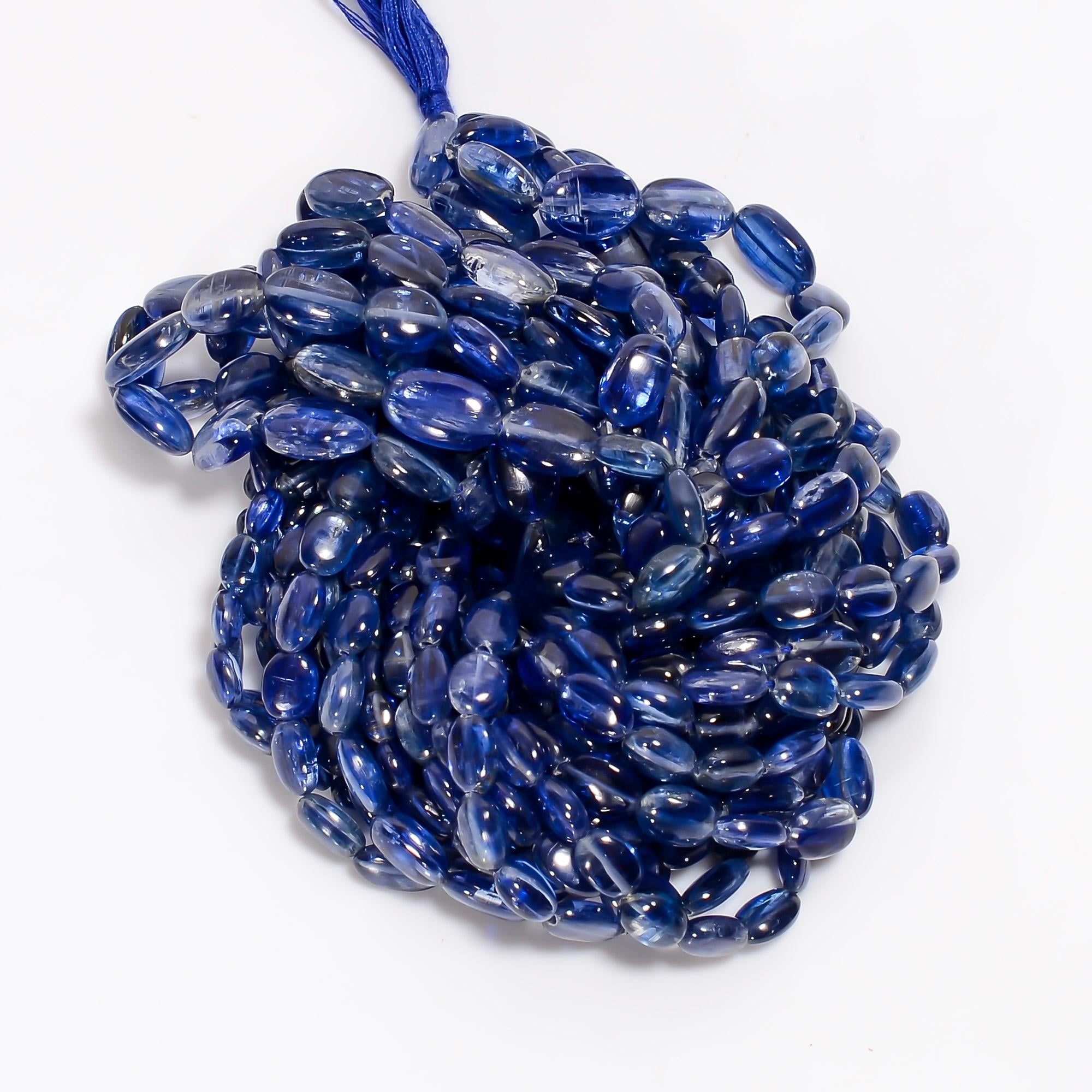 blue kyanite natural gemstone oval shape smooth 