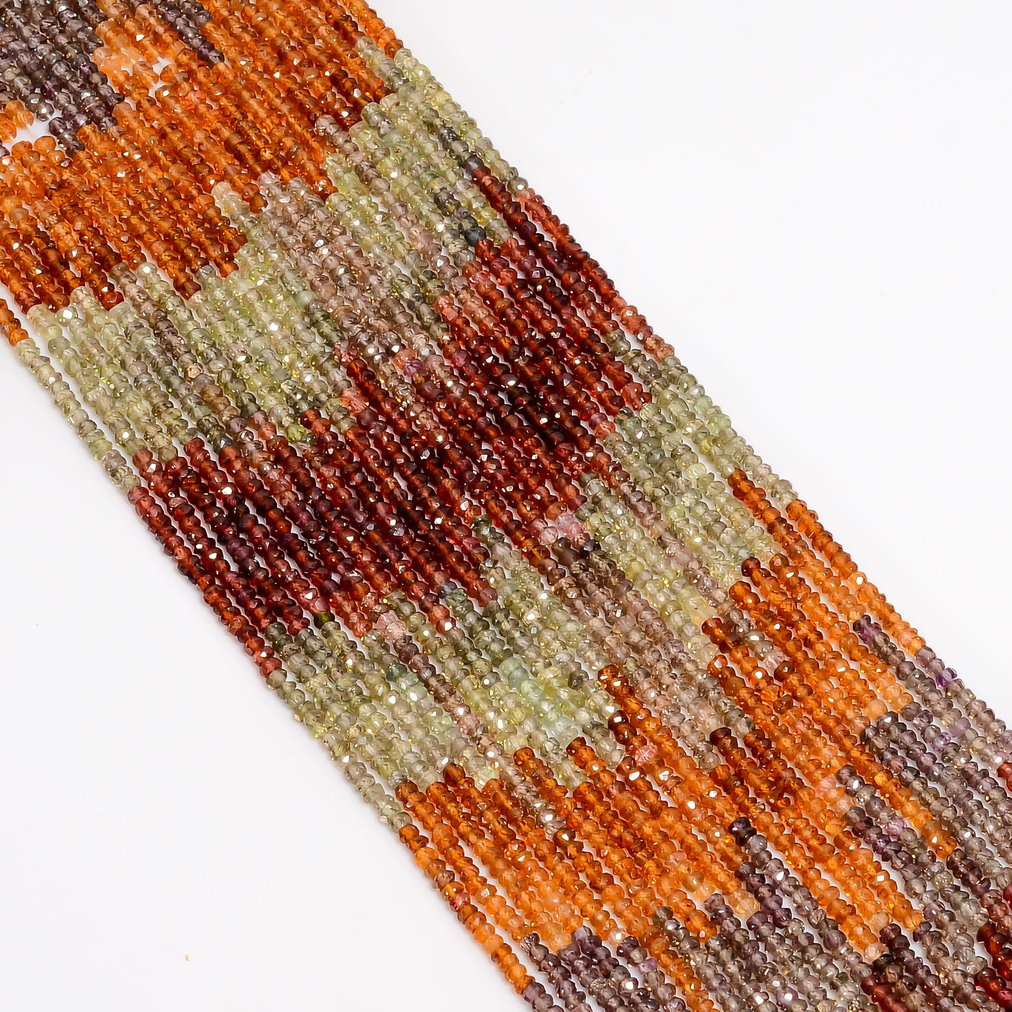 multi sapphire natural gemstone rondelle shape smooth 16 lines strand 14 beads 3x3x2 mm 870 5 ct yn 498