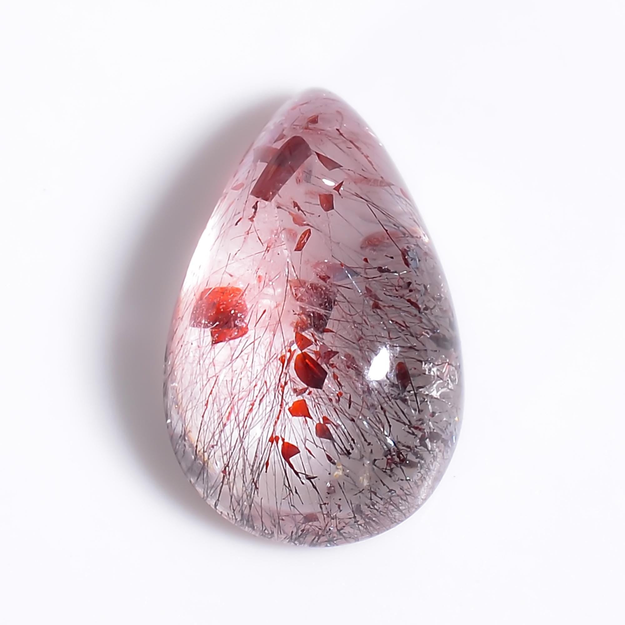 elestial quartz natural pear shape cabochon loose gemstone