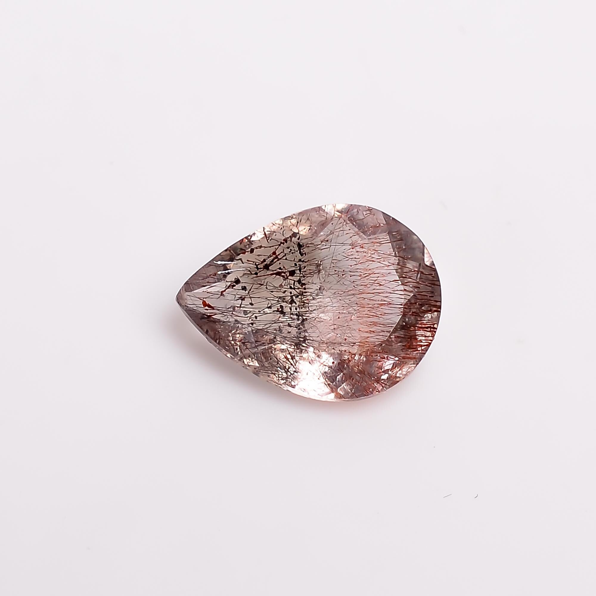 elestial quartz with cacoxenite natural pear shape cut stone loose gemstone