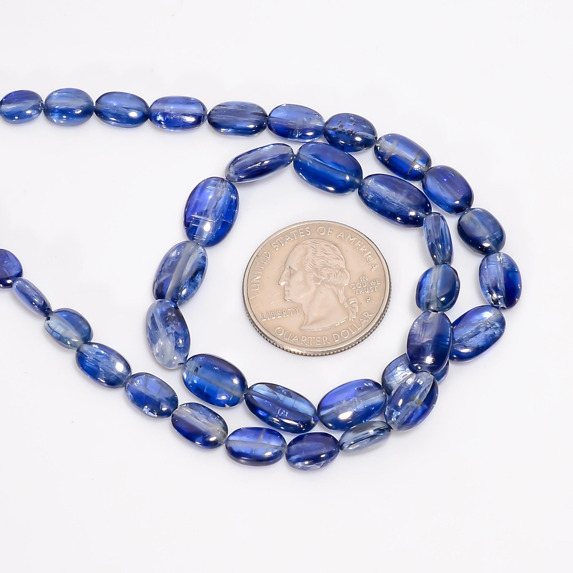 blue kyanite natural gemstone oval shape smooth 