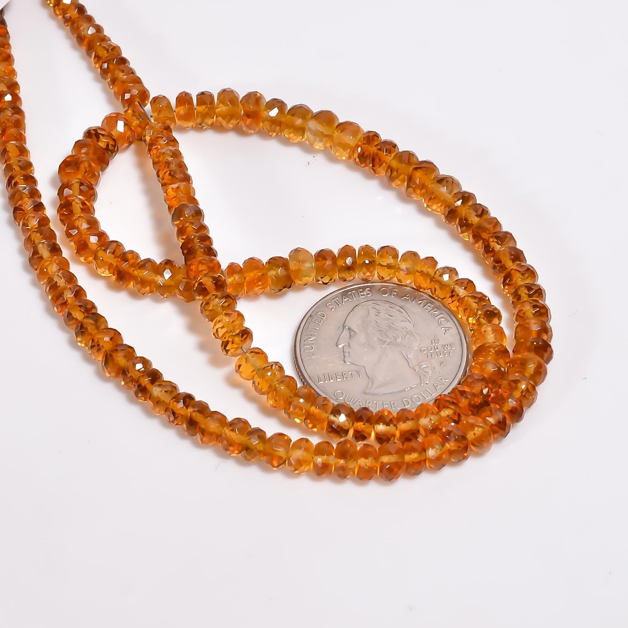 brandy citrine natural gemstone rondelle shape faceted 