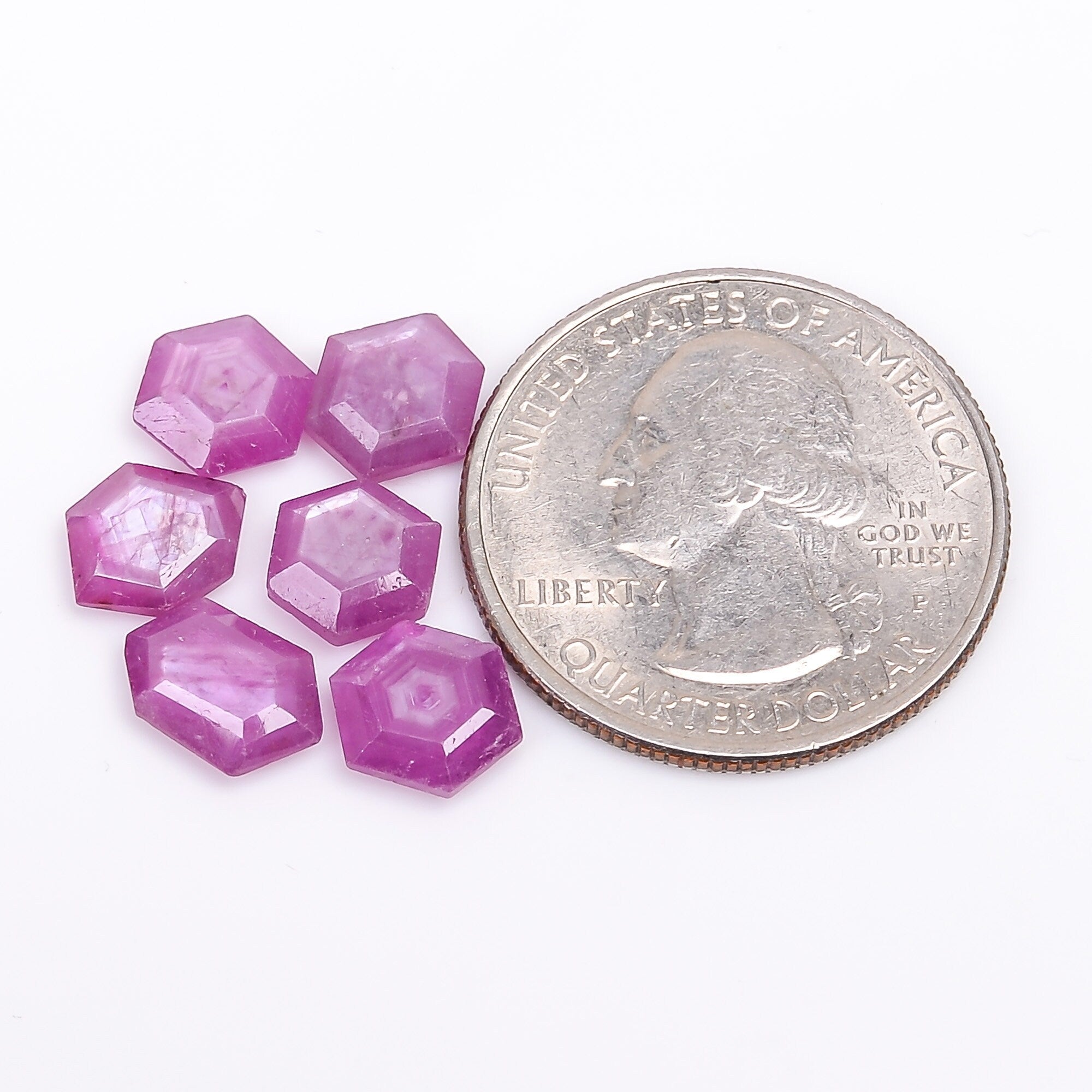 ruby natural hexagon texture shape cut stone loose gemstone 6 pcs lot