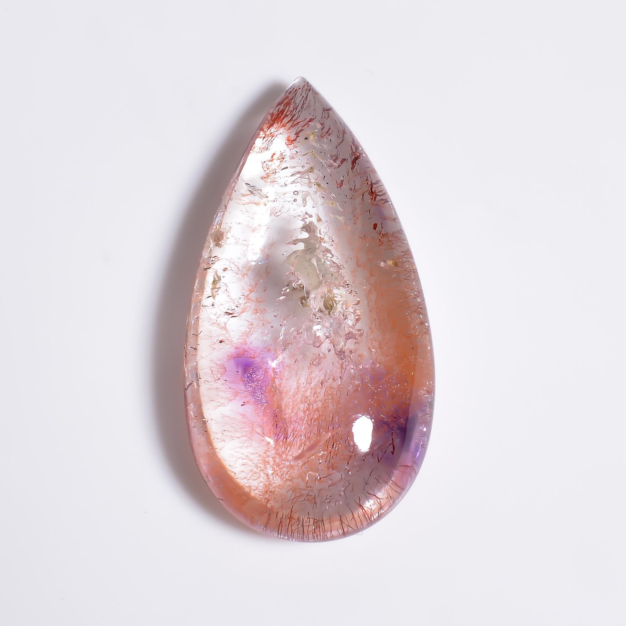 elestial quartz natural pear shape cabochon loose gemstone