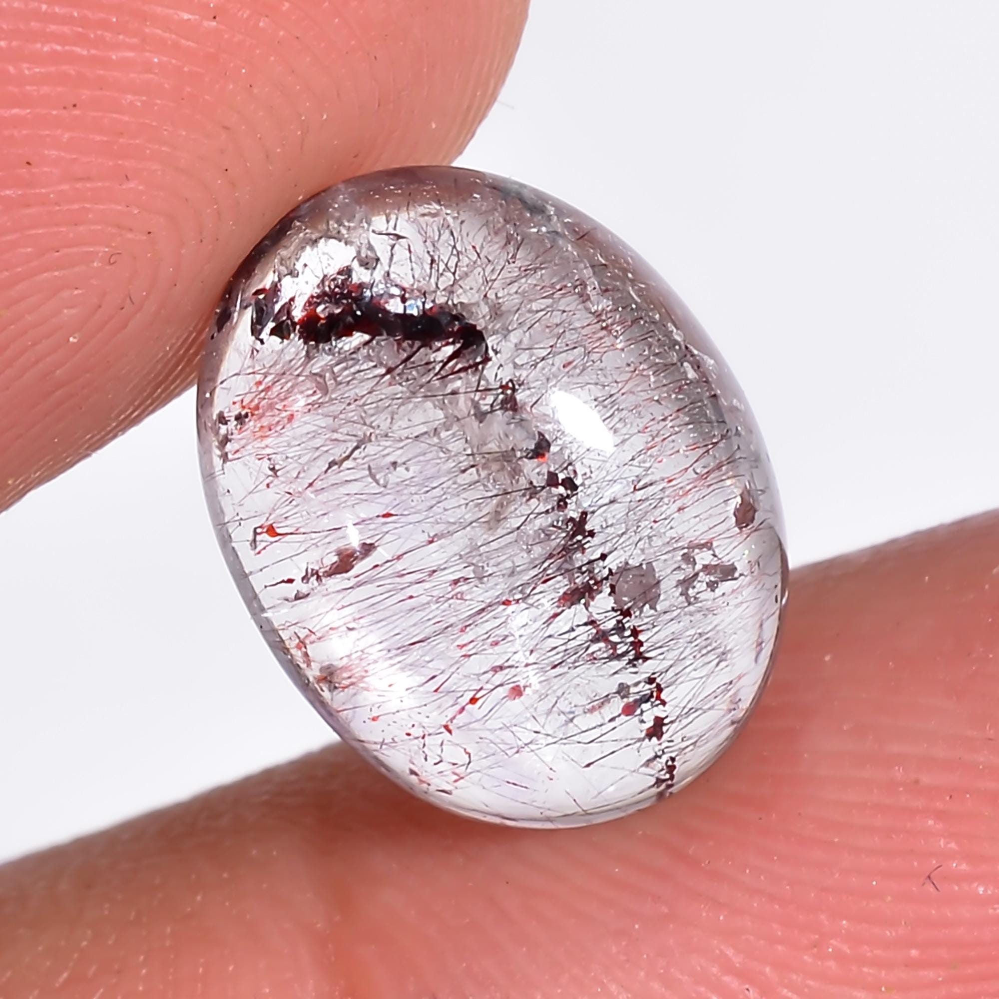 elestial quartz natural oval shape cabochon loose gemstone