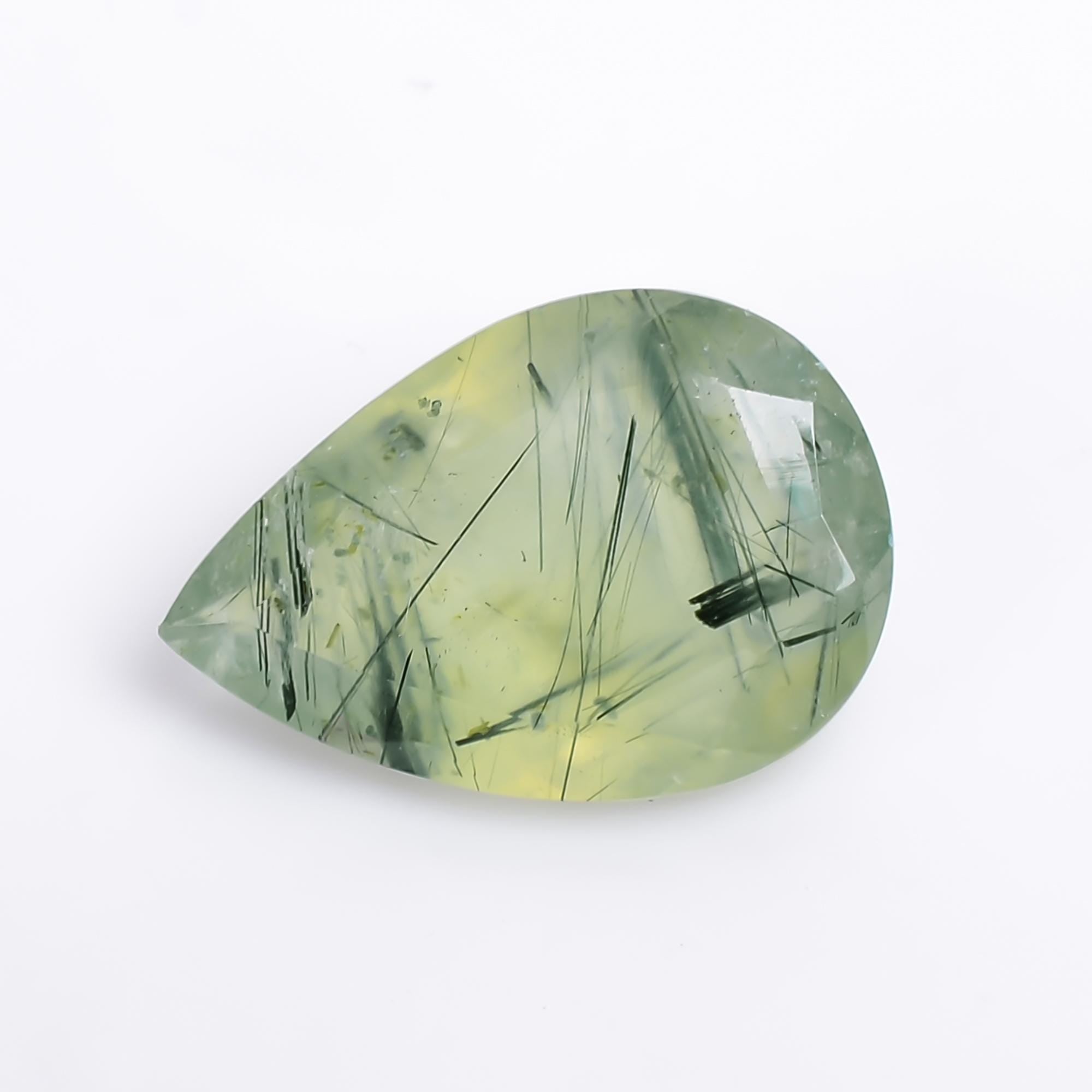 prehnite with epidote natural pear shape cut stone loose gemstone