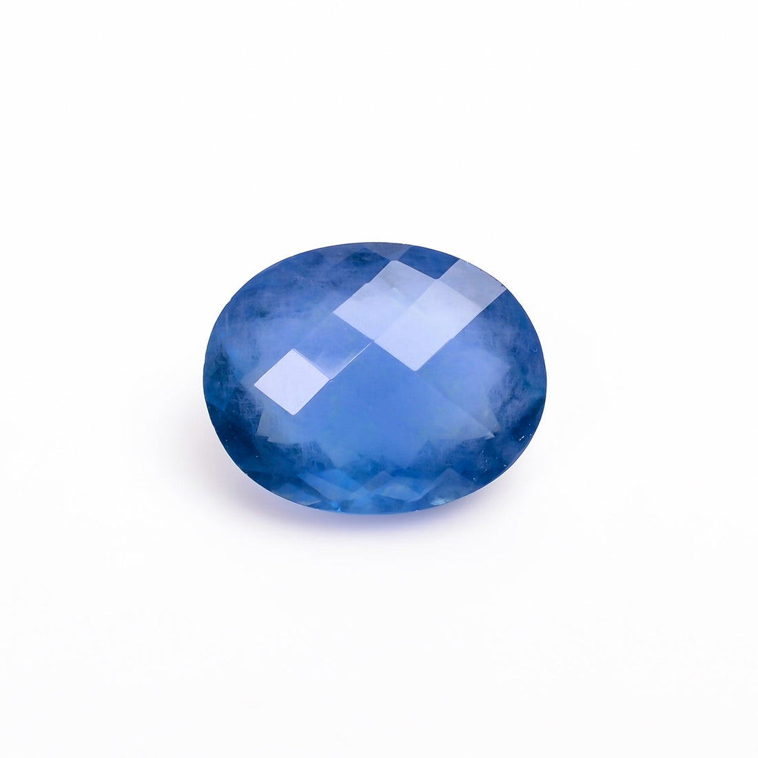 blue fluorite oval shape faceted loose gemstone