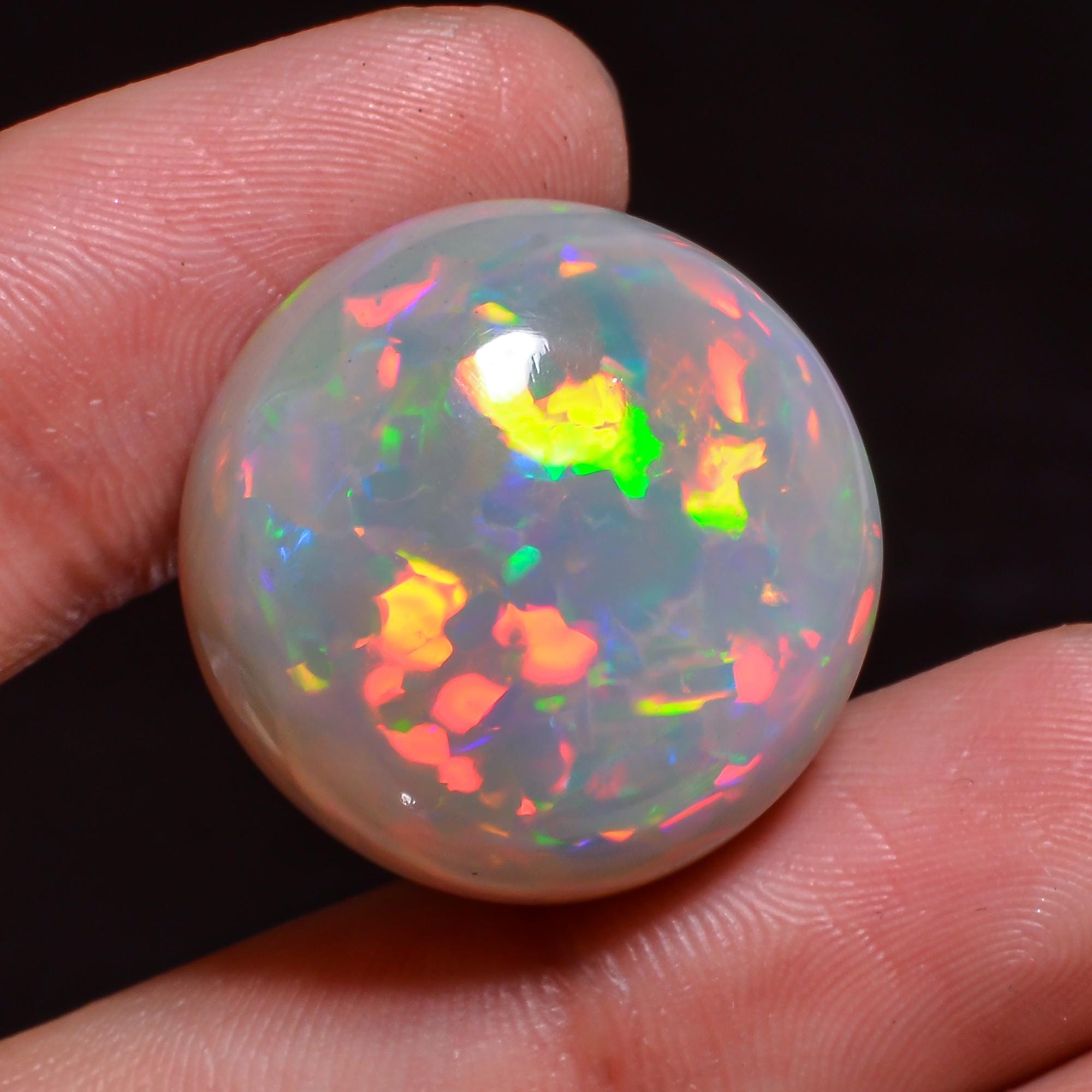 one of a kind natural ethiopian opal round shape cabochon loose gemstone