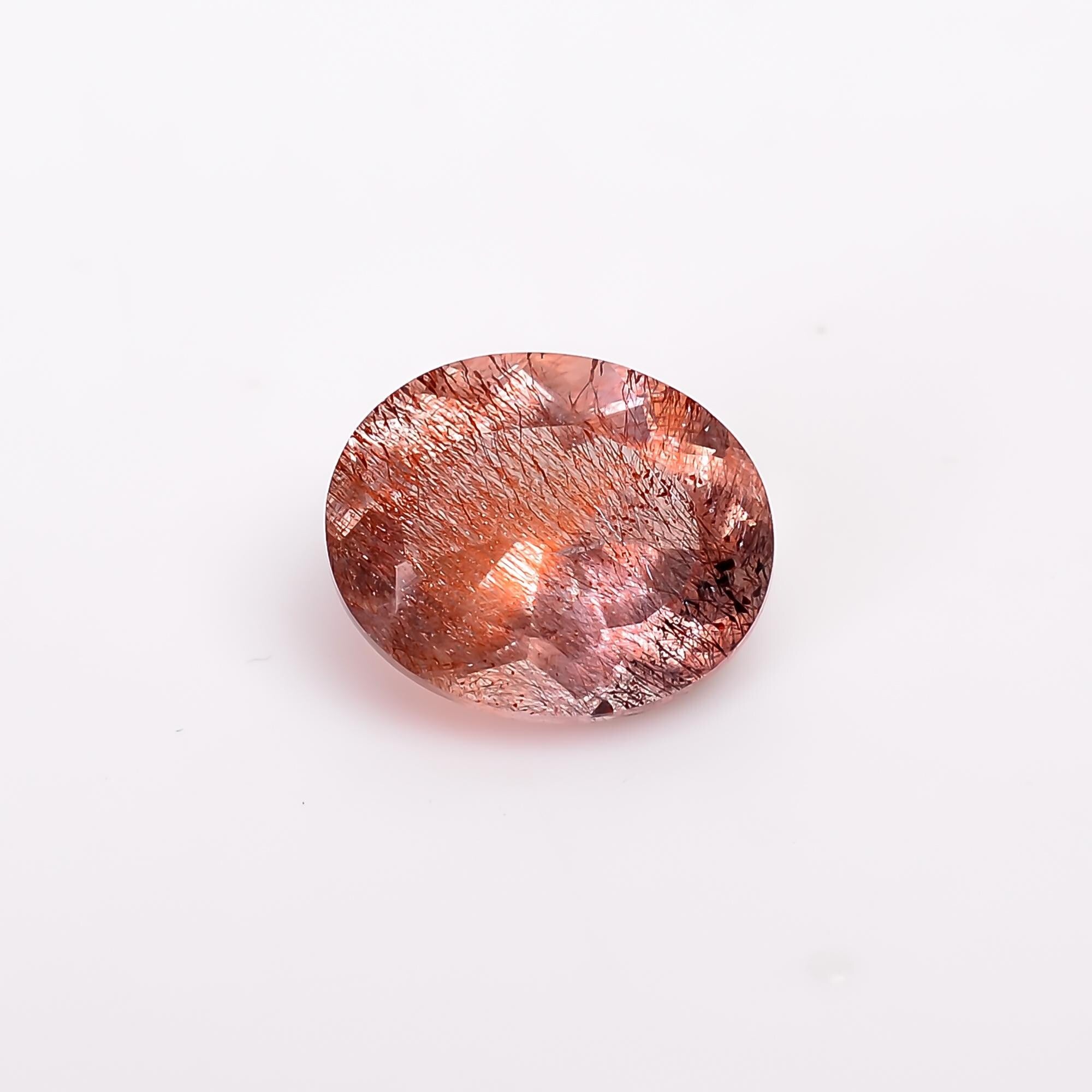 elestial quartz with lepidocrocite natural oval shape cut stone loose gemstone